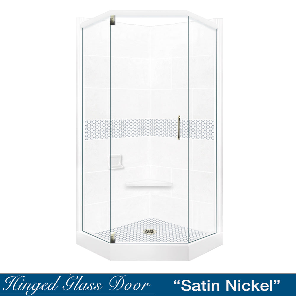 Natural Buff Sistine Stone & Pearl Hex Mosaic Tile - DIY Shower Remodel Kit for Bathroom, Backsplash, and Pool Accent Wall