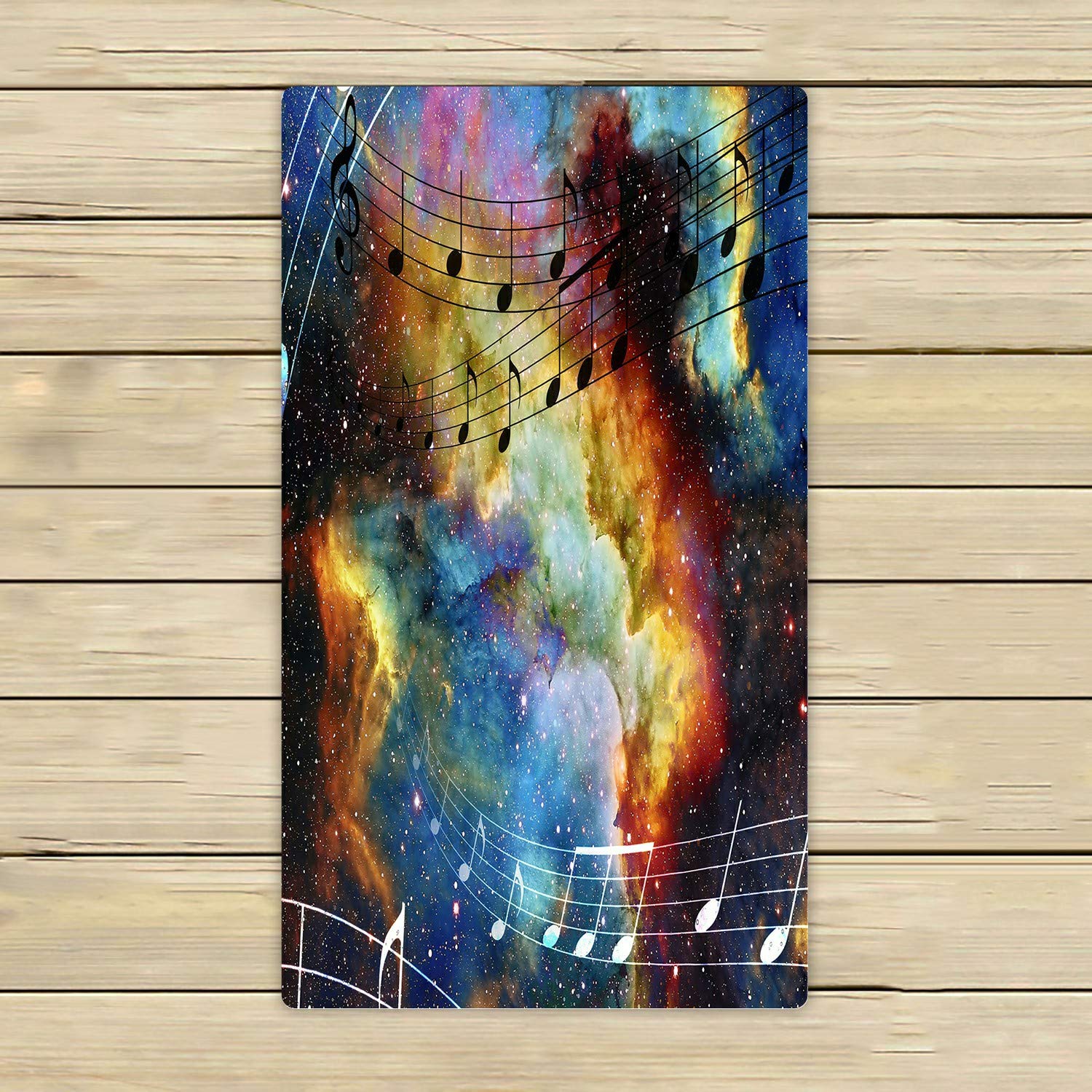 ECZJNT Abstract Music Note Space Stars Beach Bath Towel - Soft 16x28 Inch Shower Towel for Home, Pool, Travel & Outdoor Use | Quick-Dry, Lightweight & Absorbent