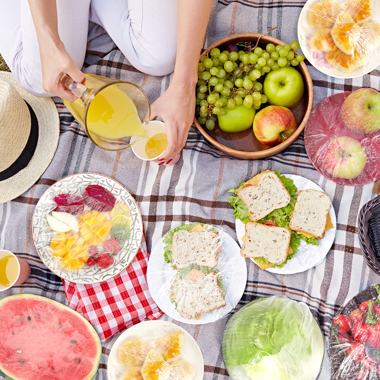 150-Piece Elastic Bowl Covers - Stretchable Food Lids for Bowls, Plates & Jars - Home & Outdoor Use
