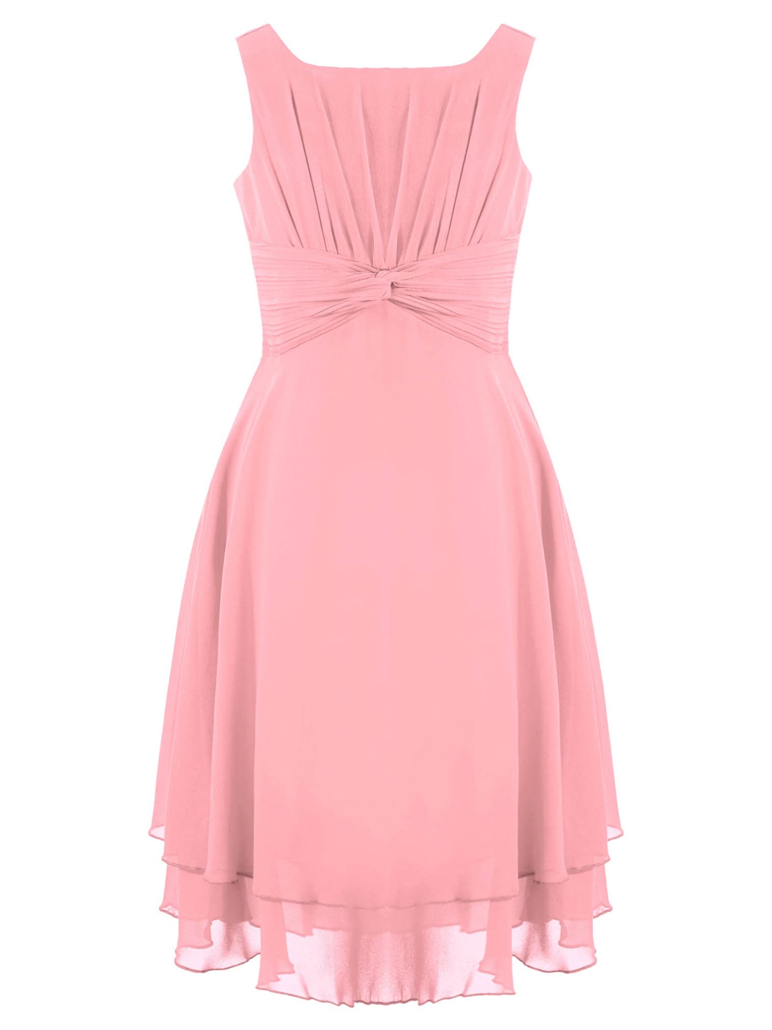 Elegant Chiffon Flower Girl Dress with Knotted Waist for Kids - Perfect for Weddings, Bridesmaids & Birthday Parties | Formal Occasion & Special Event Attire