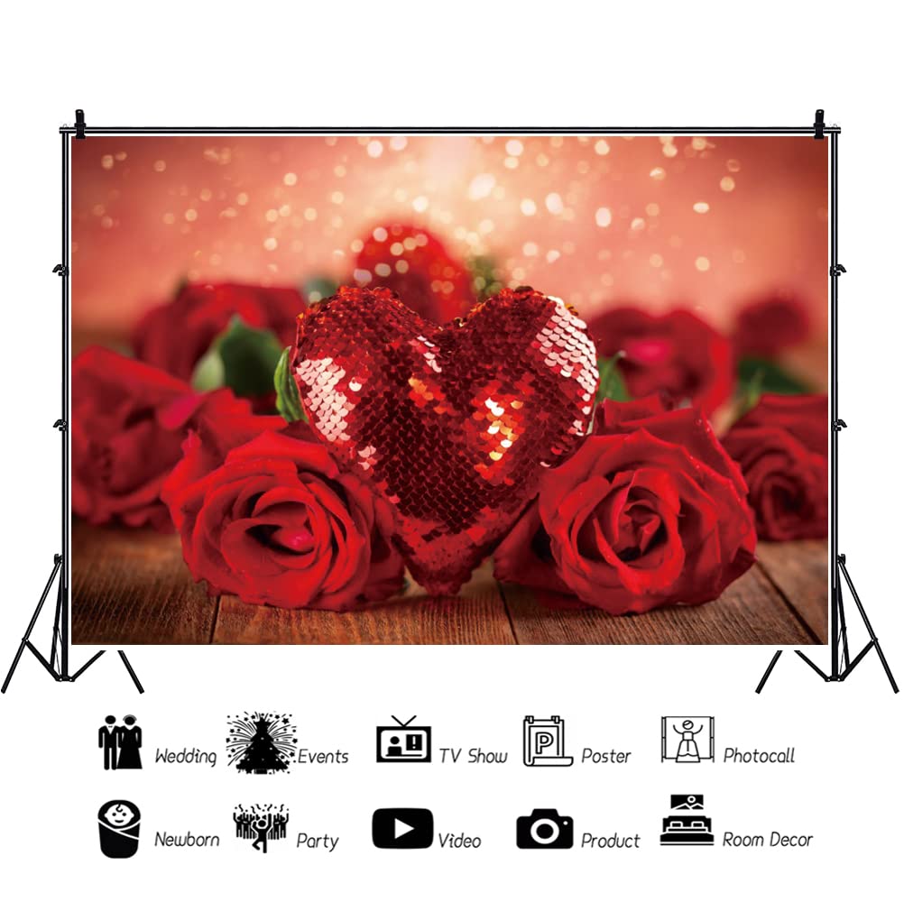 Yeele 10x8ft Romantic Red Heart Rose Flower Photography Backdrop - Valentine's Day Wedding Party Decor, Photo Booth Background Wall for Sweet Couple Shoot & Anniversary Celebration