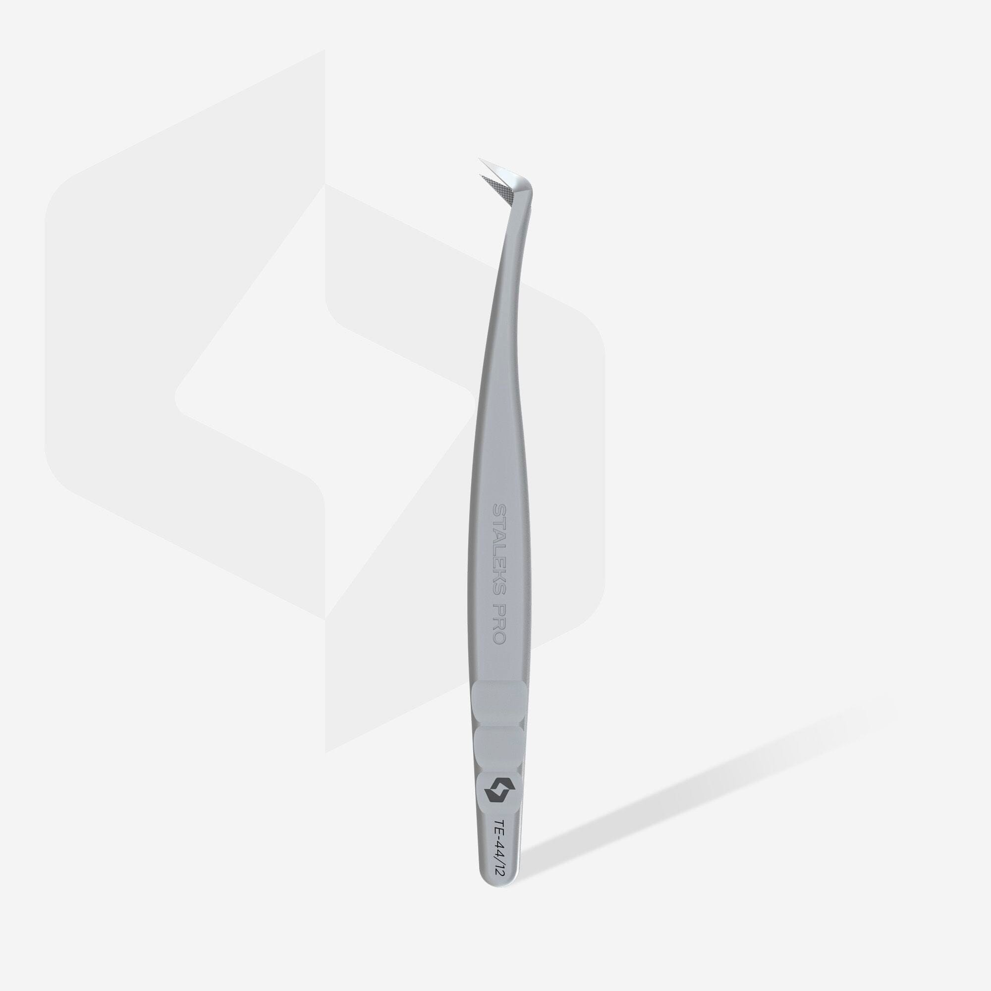 Staleks Professional Eyelash Tweezers with Fiber Tips - Expert 44 Type 12 (L-Shaped, 65mm) - Perfect for Lash Extensions, Salon Use & DIY Beauty