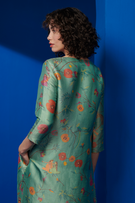 Elegant Chandni Kurta - Premium Silk Brocade Aqua Blue Indian Ethnic Wear for Women | Perfect for Festivals, Weddings & Special Occasions