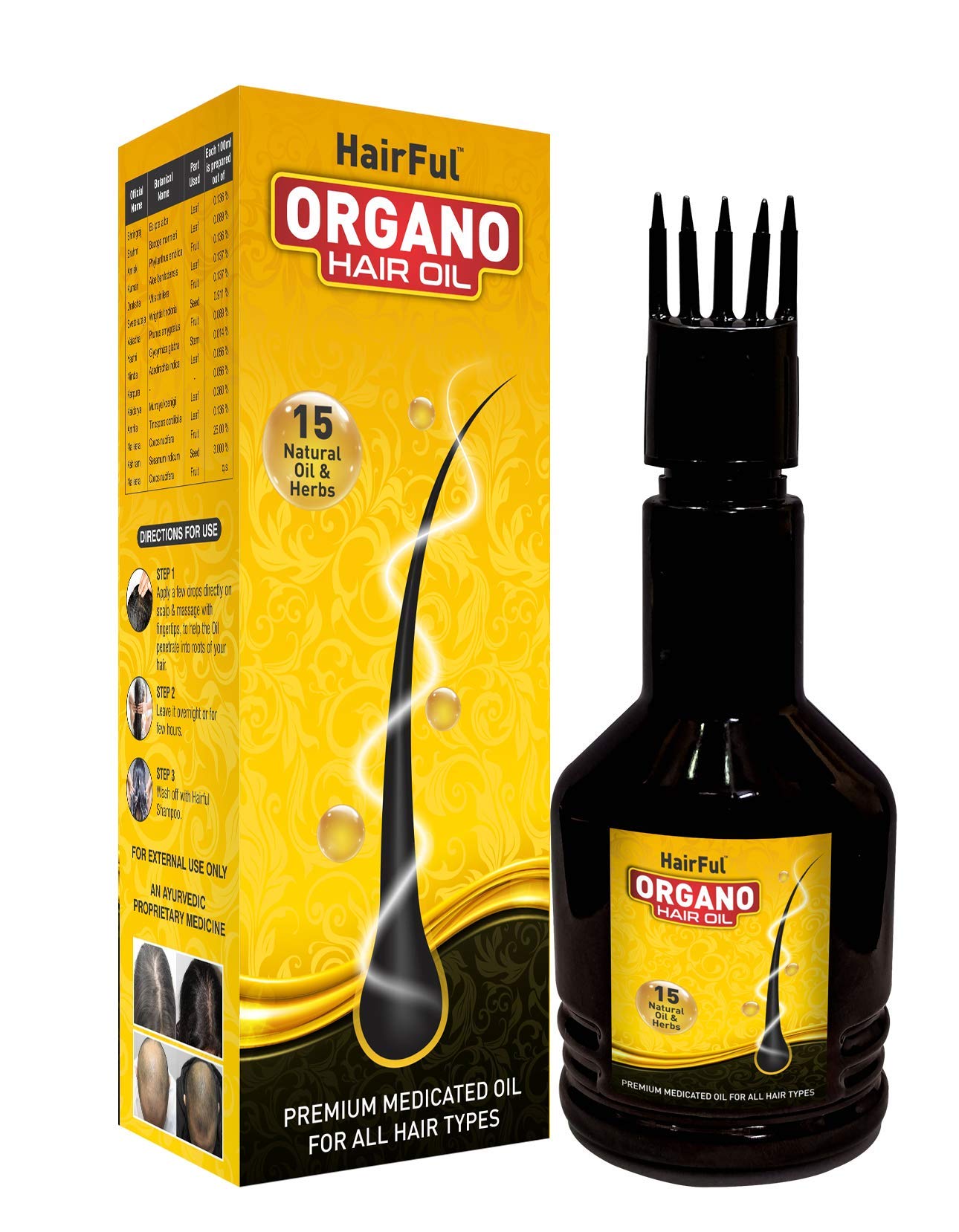 Organic Ayurvedic Hair Oil for Hair Growth & Scalp Health - 100% Natural Hair Treatment with Herbs - Pack of 2 (240ml) - Perfect for Daily Nourishment & Styling