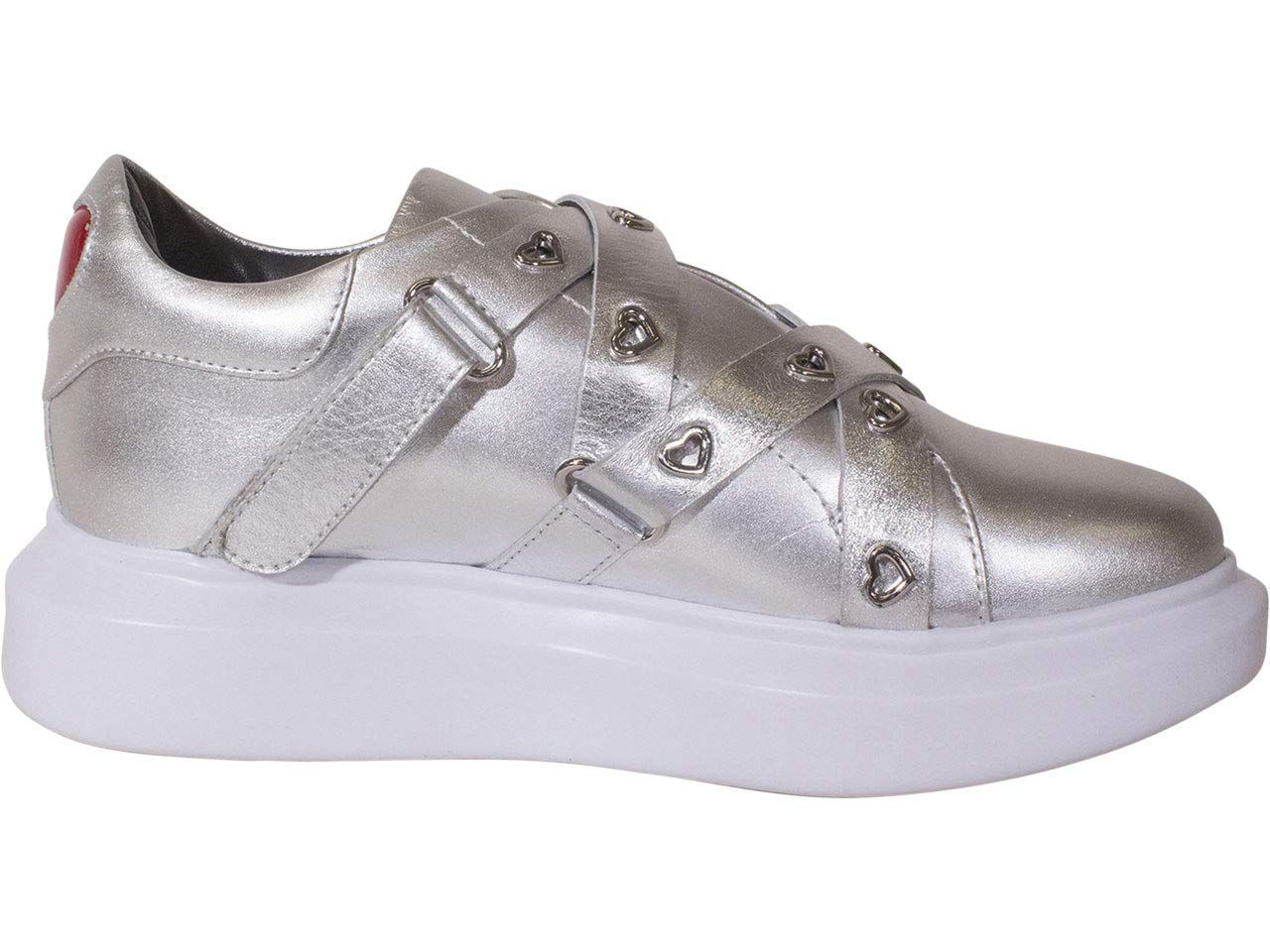 Love Moschino Women's Calfskin Heart Eyelets Sneakers - Stylish Casual Shoes for Women | Perfect for Everyday Wear, Dating & Street Fashion