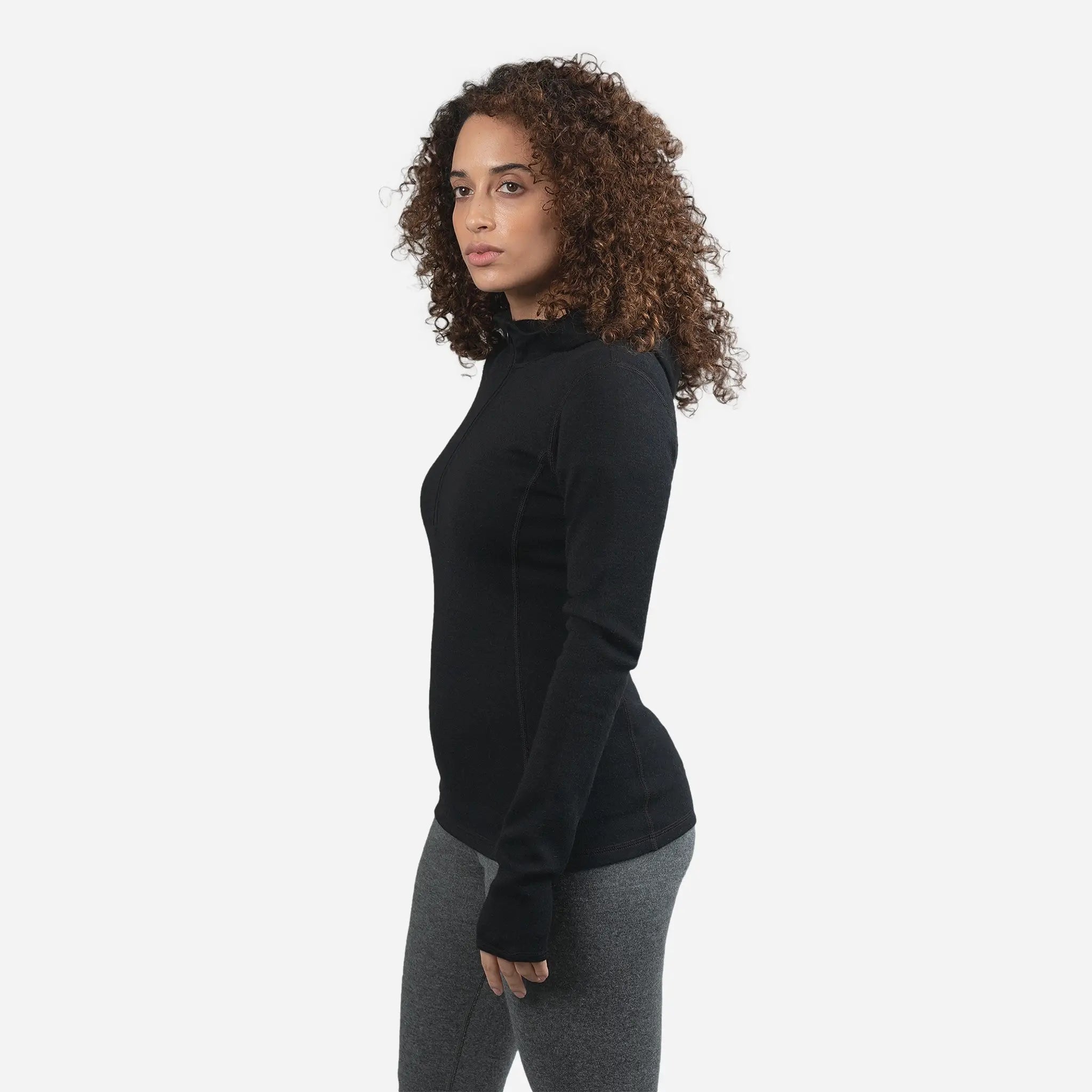 Women's Lightweight Alpaca Wool Hoodie - 300 GSM Half Zip Pullover for Outdoor Hiking & Casual Wear