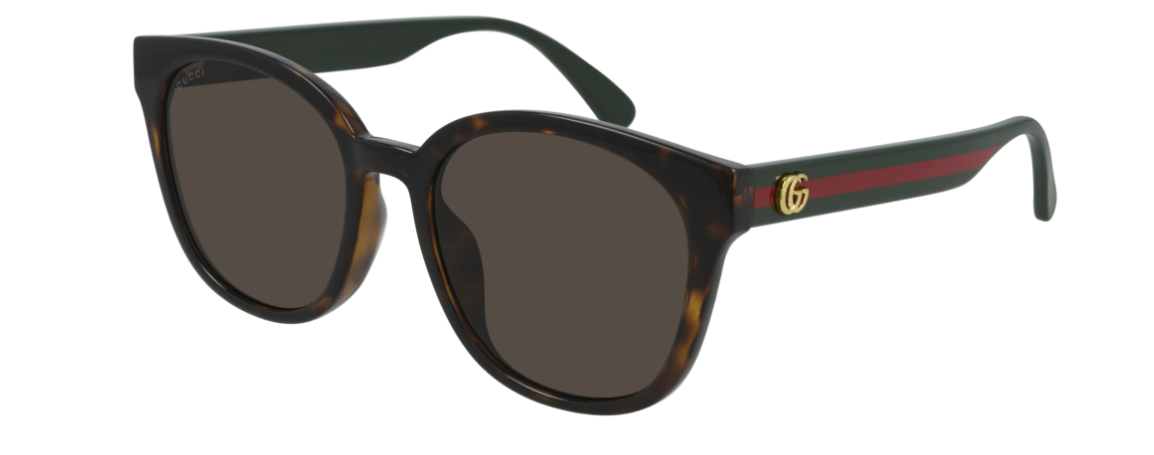 Gucci GG 0855SK 003 Havana Green & Brown Cat Eye Sunglasses for Women - UV Protection Fashion Shades for Beach, Driving & Outdoor Activities