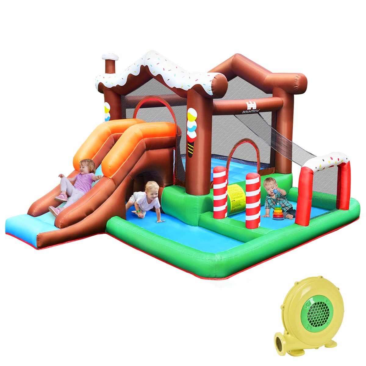 **BOUNTECH Inflatable Bounce House with Ball Pit & Basketball Rim - Kids Bouncy Castle for Toddlers Ages 5-12 - Indoor/Outdoor Party Fun - Includes 480W Blower - Perfect for Birthday Parties, Backyard Play & Family Gatherings**