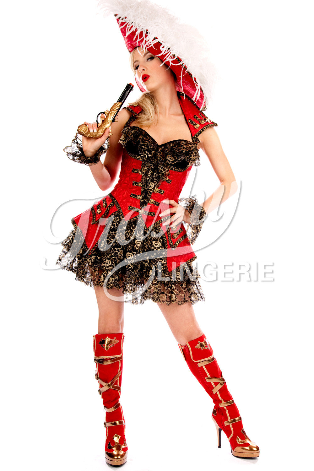Elegant Brocade Pirate Over Dress for Women - Vintage Pirate Costume, Renaissance Fair Outfit, Halloween Cosplay, Themed Party Wear