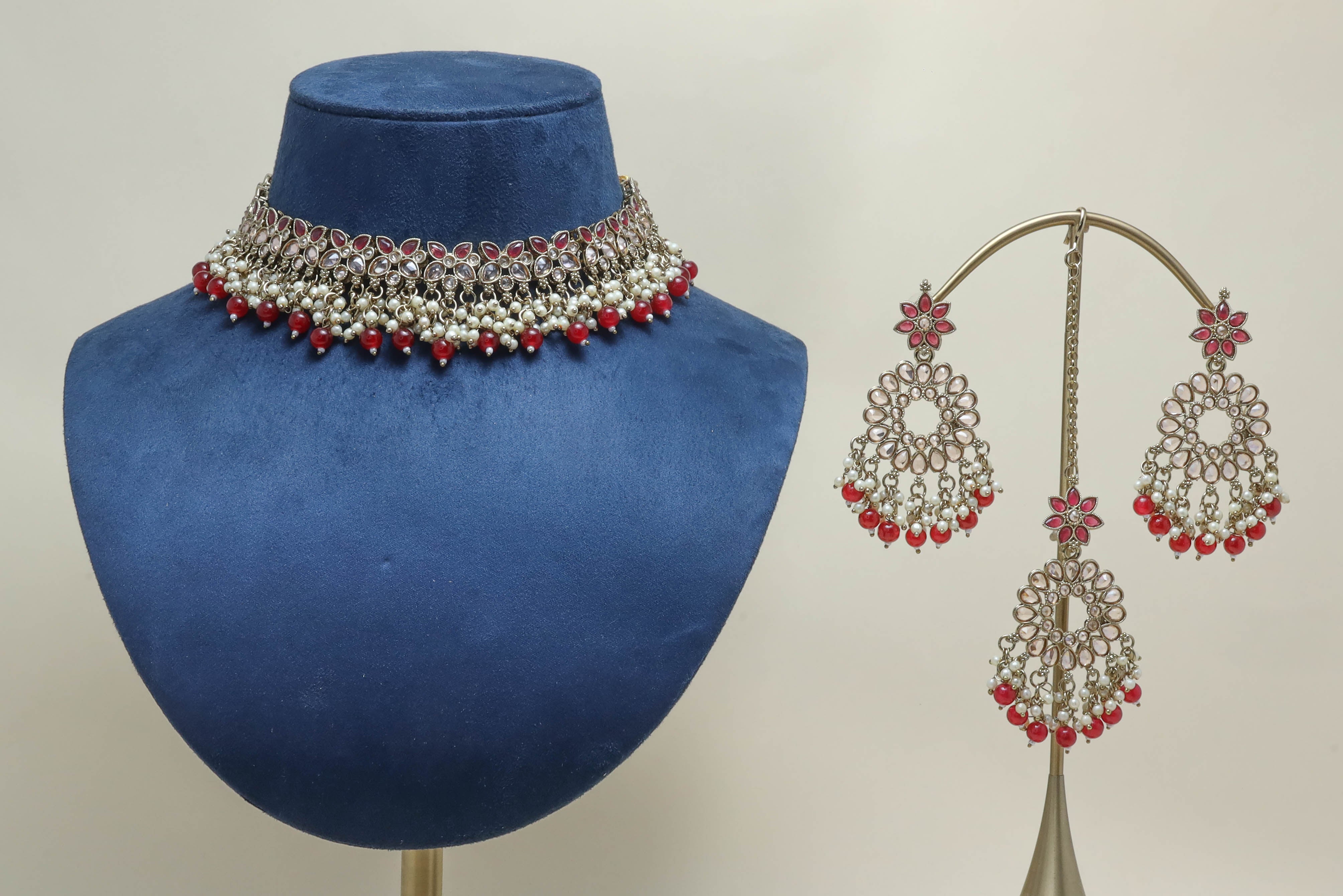 ARADHYA POLKI Full Set Jewelry - Exquisite Indian Bridal Necklace Set for Weddings & Special Occasions