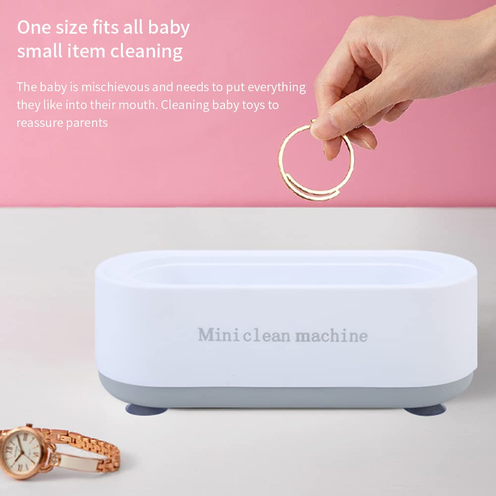 EMVANV Ultrasonic Cleaner for Jewelry, Eyeglasses & Watches - High Frequency Vibration Cleaning Machine for Home Use (White) | Perfect for Cleaning Rings, Necklaces, Glasses & Small Household Items