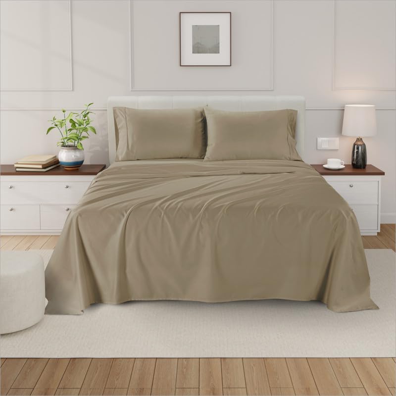 Luxury 1000 Thread Count California King Sheets Set - 100% Egyptian Cotton, Sateen Weave, 16