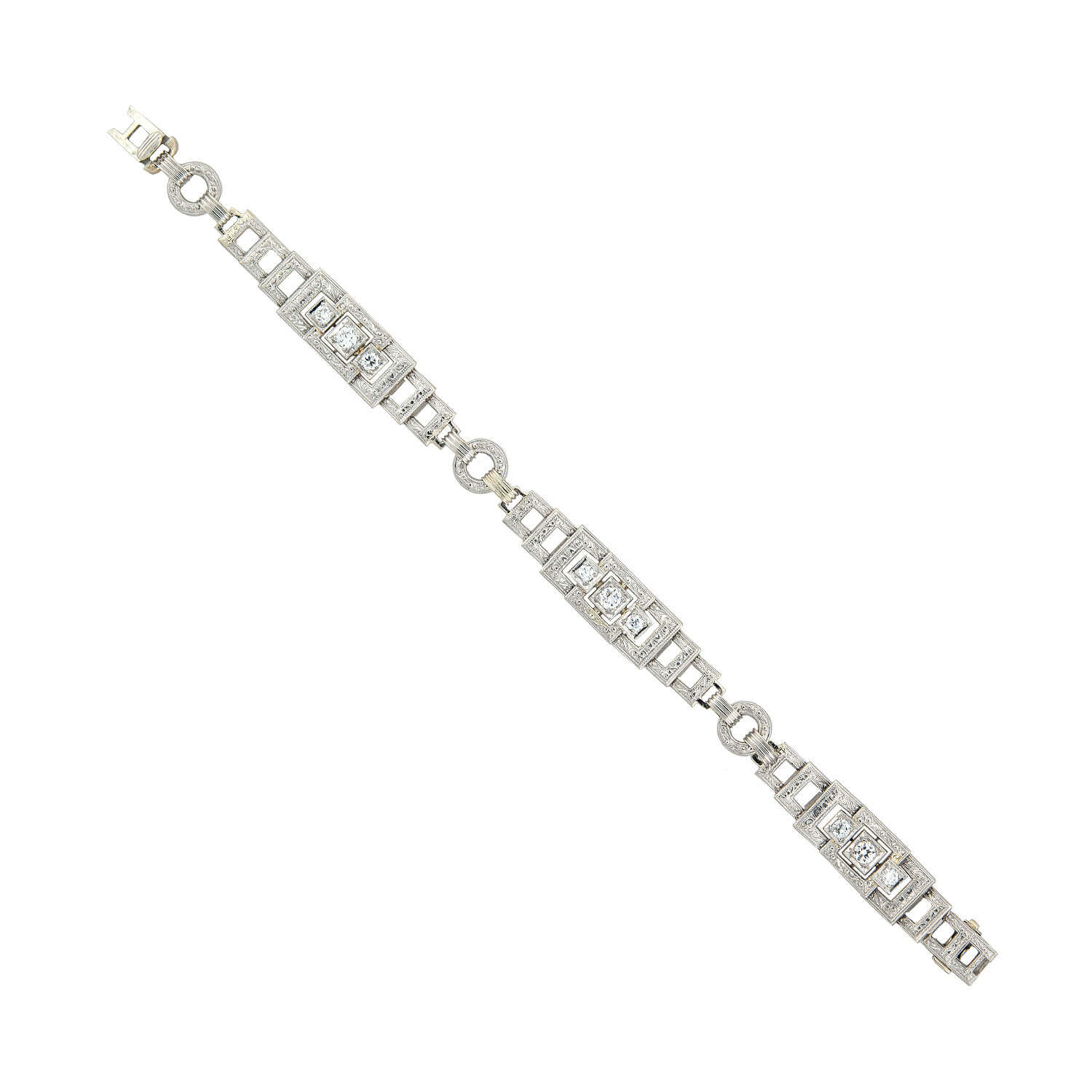 Art Deco 14K Gold & Platinum Diamond Bracelet - 0.90 Carat Total Weight - Elegant Vintage Jewelry for Weddings, Anniversaries & Special Occasions