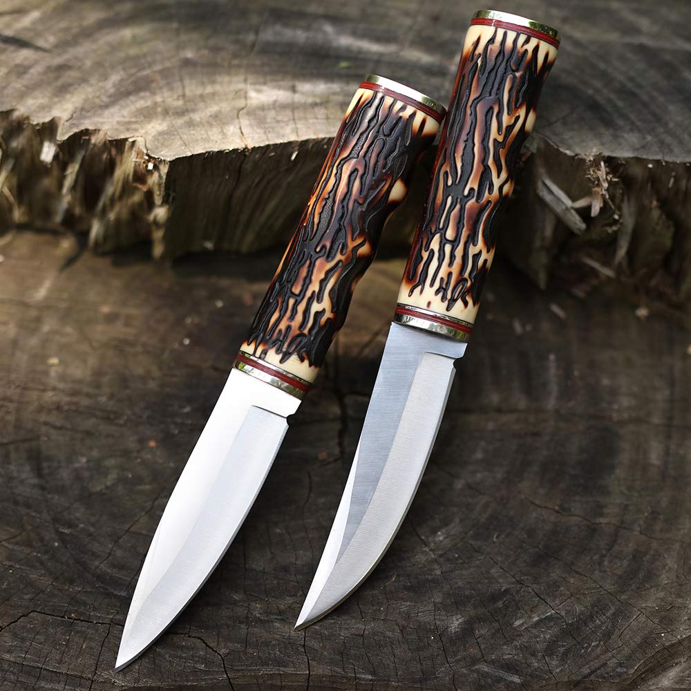 Premium Fixed Blade Knife with Nylon Sheath - Tactical Hunting & Camping Knife with Smooth Imitation Bone Handle - Ideal for Outdoor Survival, Bushcraft & Wilderness Adventures (BLADE 2)