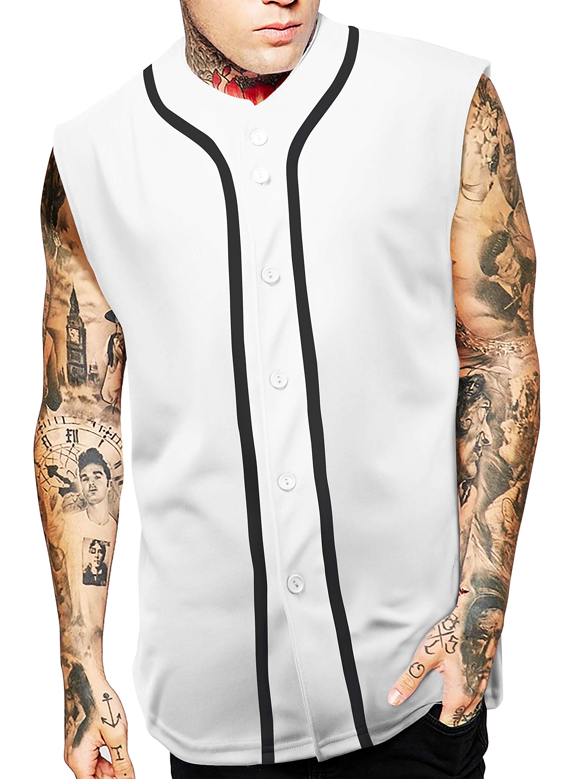 Men's Button Down Sleeveless Baseball Jersey - Athletic Softball Tank Top for Casual Wear & Sports - Breathable Comfortable Shirt for Summer Outdoor Activities