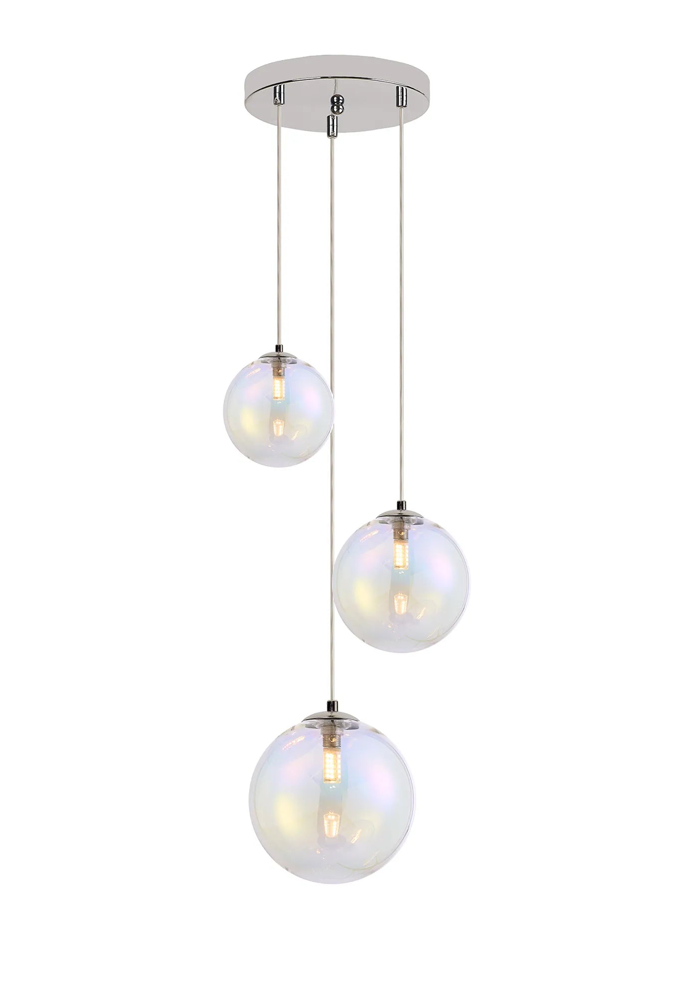 Austin 31cm Round Glass Pendant Light Fixture with 3 G9 Bulb Sockets - Perfect for Kitchen Island, Dining Room, and Modern Home Lighting