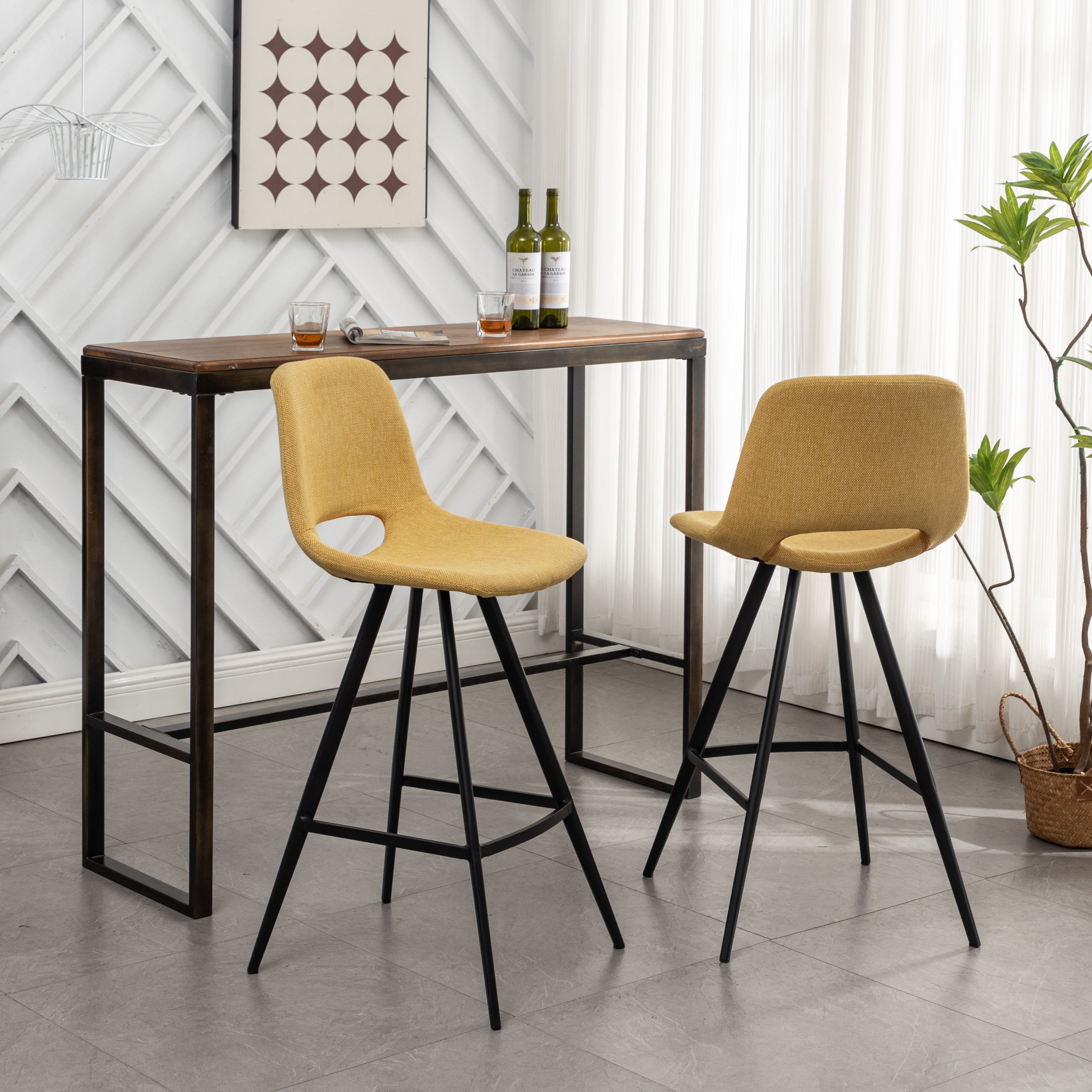 Roundhill Furniture Porth Fabric Kitchen Barstools 28.25