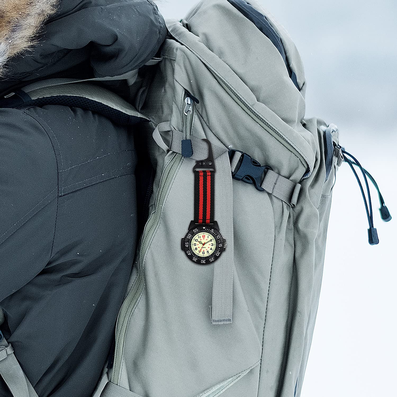 JewelryWe Clip-On Pocket Watch for Men & Women - Luminous Dial, Belt Watch Fob - Perfect for Climbing, Hiking, Doctors, Nurses & Outdoor Activities
