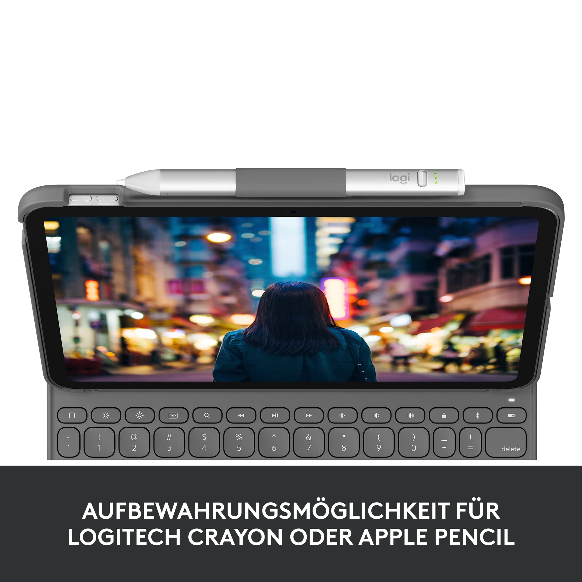Logitech Slim Folio Keyboard Case for iPad 10th Gen & iPad Air 4 (A16) - Wireless Bluetooth Keyboard with German QWERTZ Layout in Graphite | Perfect for Work, Study & Travel