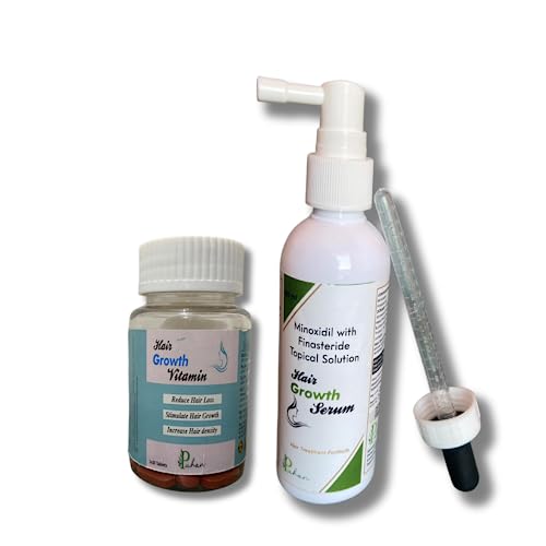 Puhan Healthcare Hair Growth Serum & Vitamins Combo for Men & Women - Stimulate Hair Regrowth, Reduce Thinning & Strengthen Hair - Perfect for Daily Use at Home or Salon Treatments