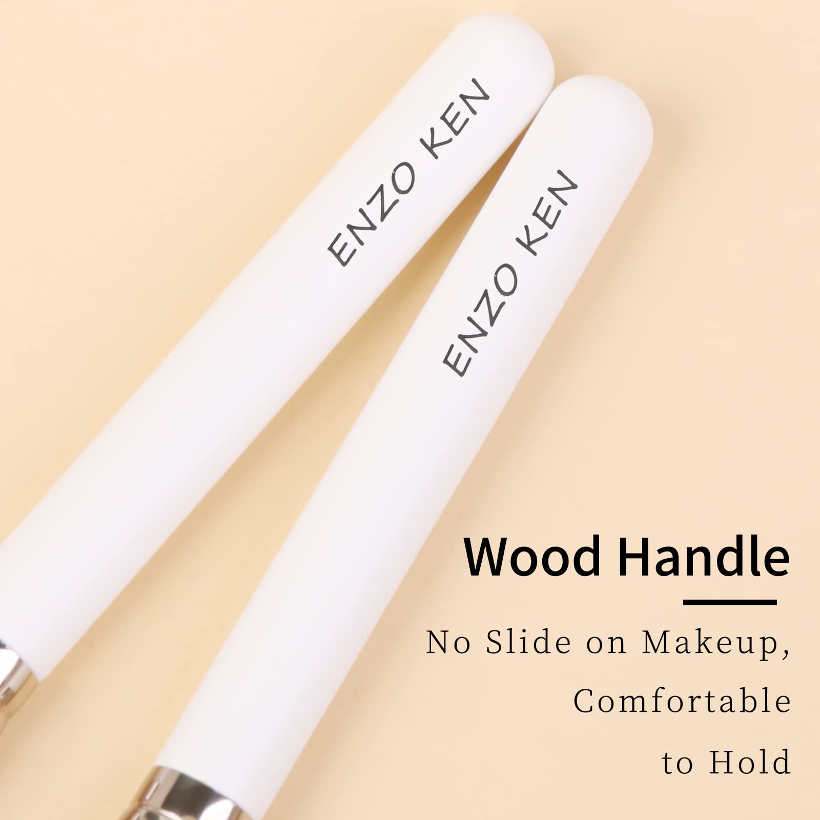 ENZO KEN Angled Concealer Brush - Professional Under Eye Concealer & Nose Contour Makeup Brush for Flawless Coverage (White, 270) - Perfect for Highlighting, Contouring and Precise Makeup Application