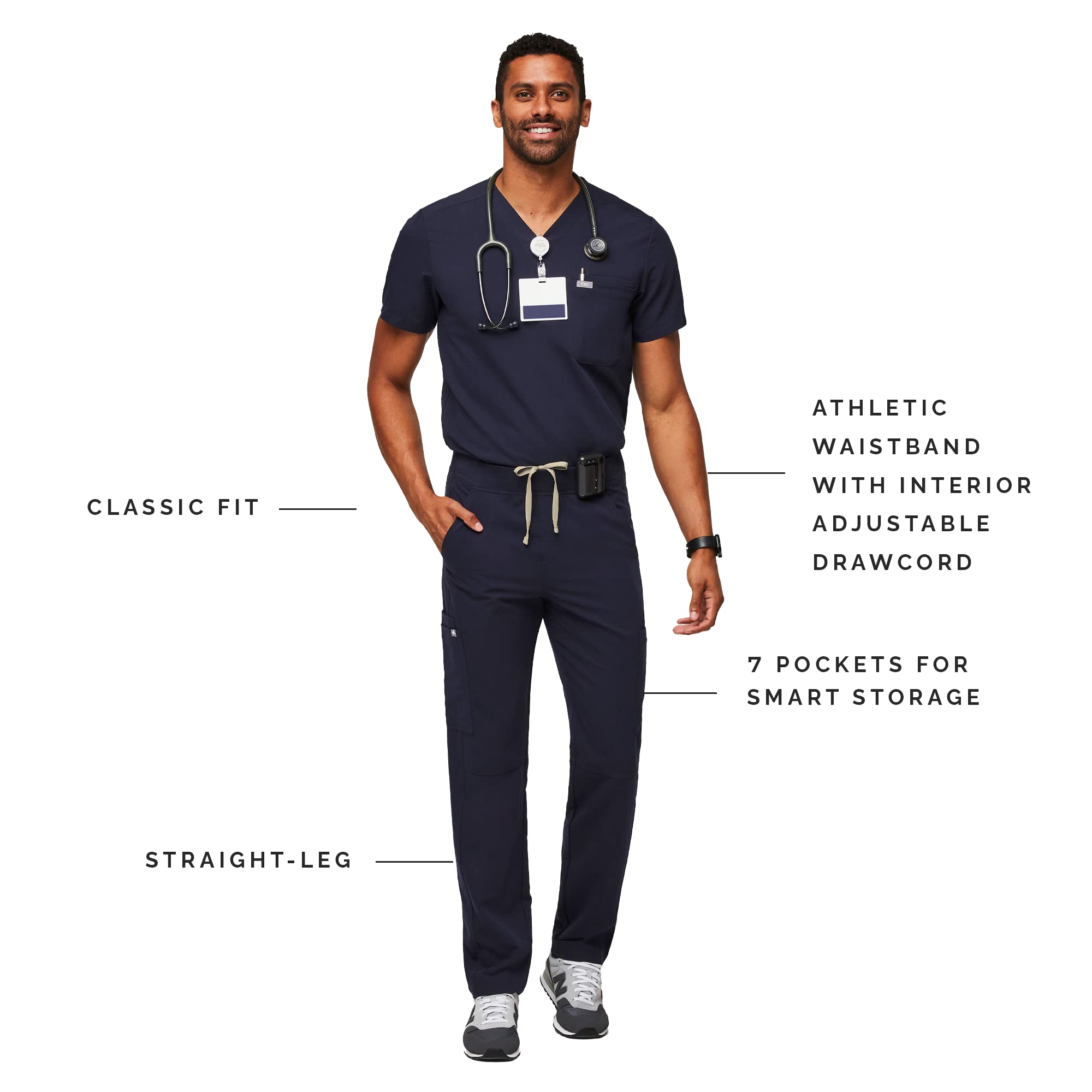 FIGS Axim Cargo Scrub Pants for Men - Classic Fit, Straight Leg, 7 Functional Pockets, 4-Way Stretch Fabric, Anti-Wrinkle Medical Scrubs | Perfect for Doctors, Nurses & Healthcare Professionals