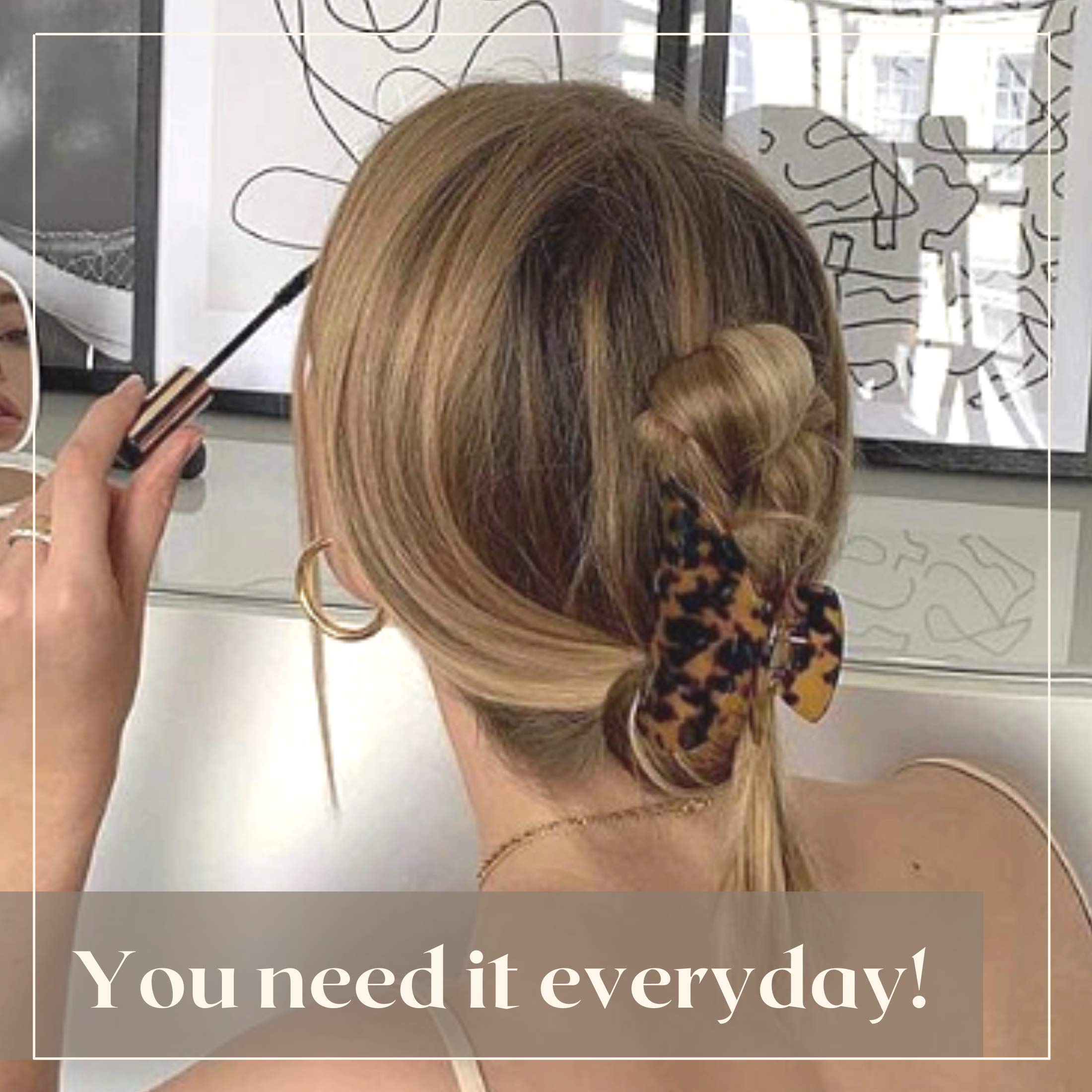 Durable Claw Hair Clip for Women - Strong Hold Hair Clips for Thick & Long Hair, Matte Finish Hair Claw Clips Set of 3 (2 Acrylic + 1 Metal Alloy) - Perfect for Ponytails, Buns & Everyday Hairstyles