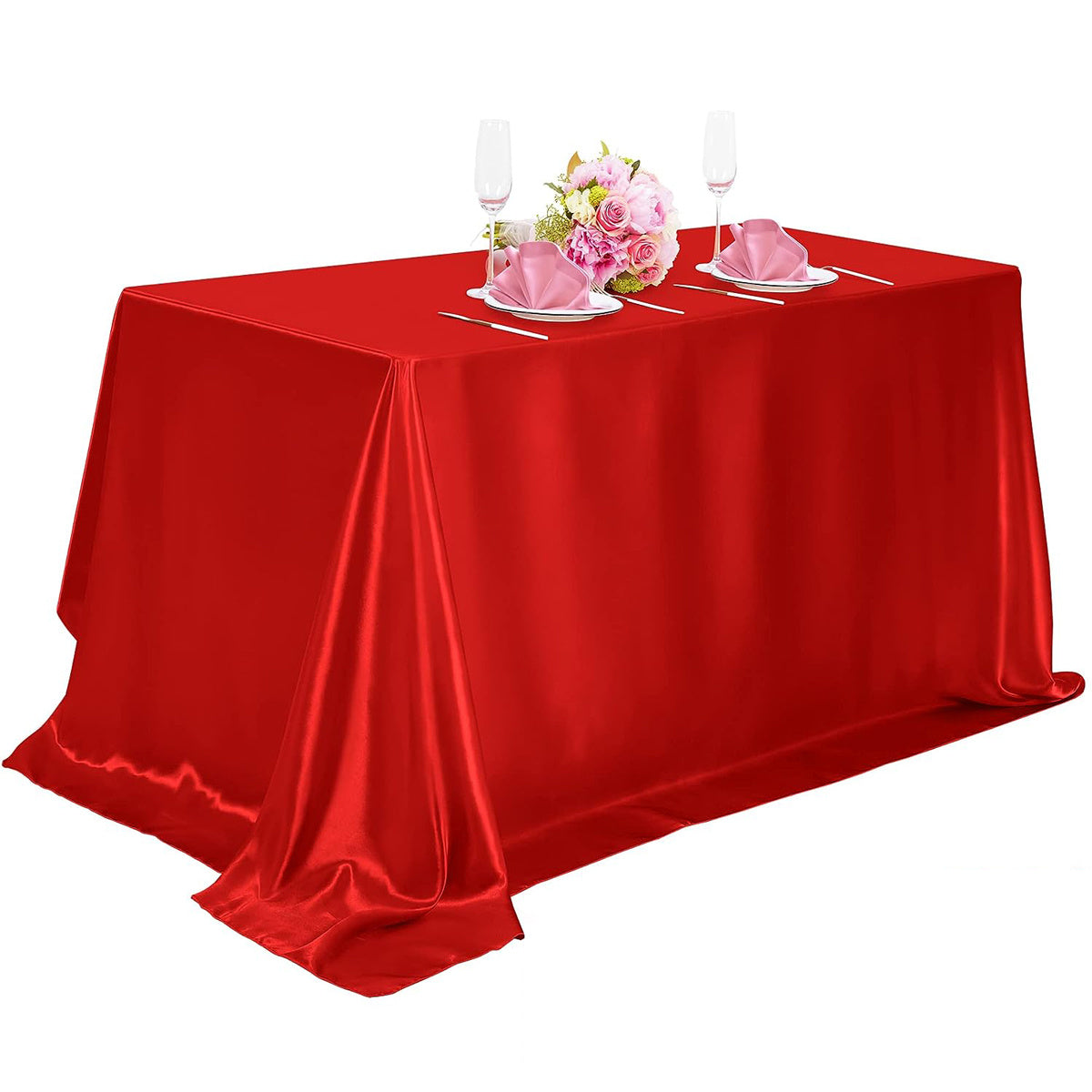 1PC Satin Tablecloth - Shiny Rectangular Table Cover with Smooth Fabric for Dining Table Decor - Perfect for Wedding Banquets, Parties & Home Dining Decorations