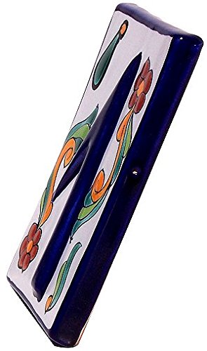Hand-Painted Colonial Talavera Ceramic House Number 1 - Mexican Style Address Plaque for Front Door, Porch, or Garden Decor