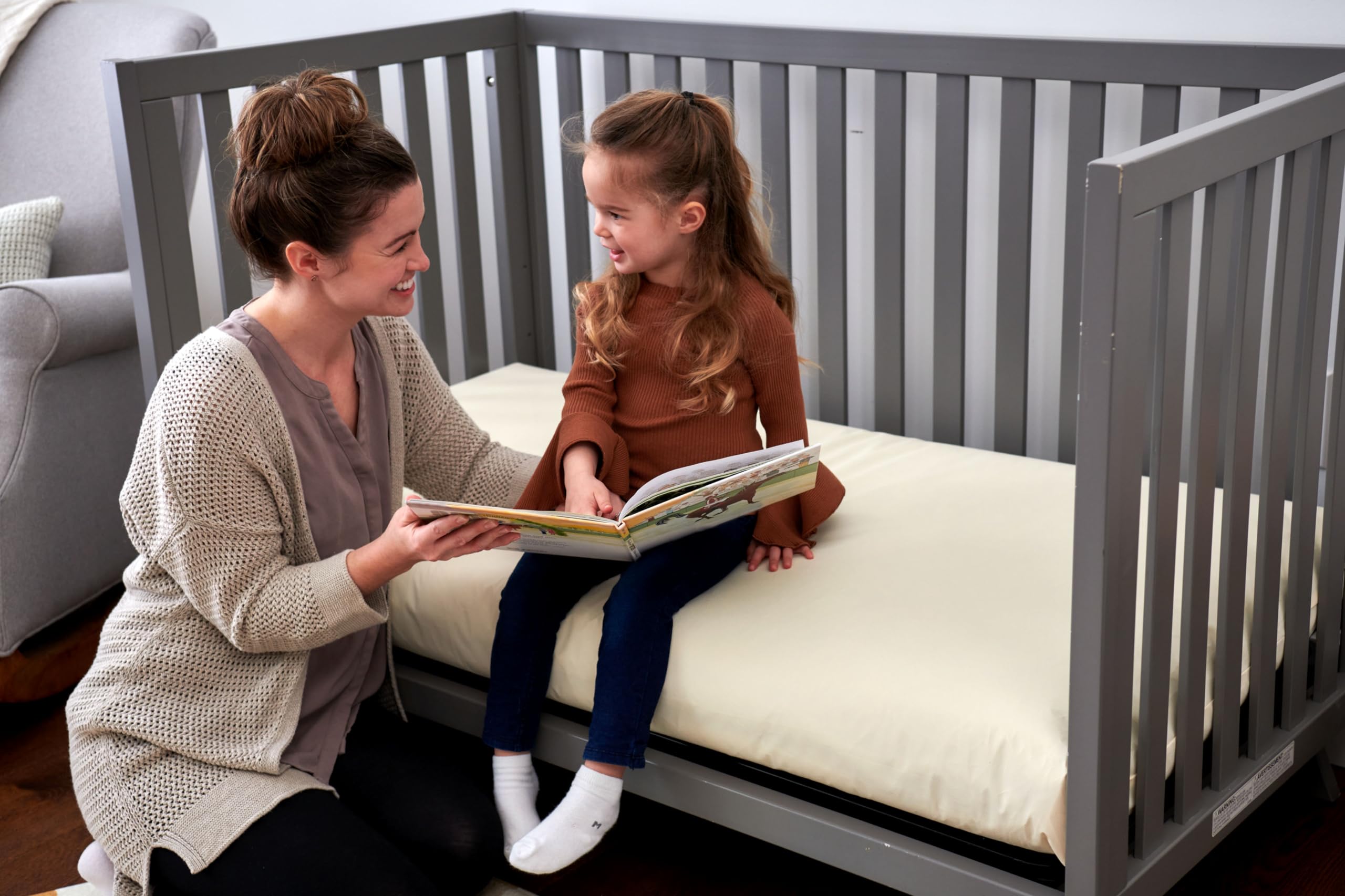 Lullaby Earth Organic Baby Crib Mattress - 2-Stage Lightweight Infant & Toddler Mattress | Waterproof, Hypoallergenic, Non-Toxic | Perfect for Nursery, Daycare & Travel Cribs