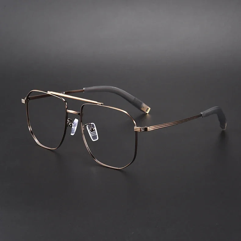 Aror Unisex Full Rim Square Double Bridge Titanium Eyeglasses 40942 - Lightweight Durable Frame for Men & Women - Perfect for Reading, Working & Daily Wear