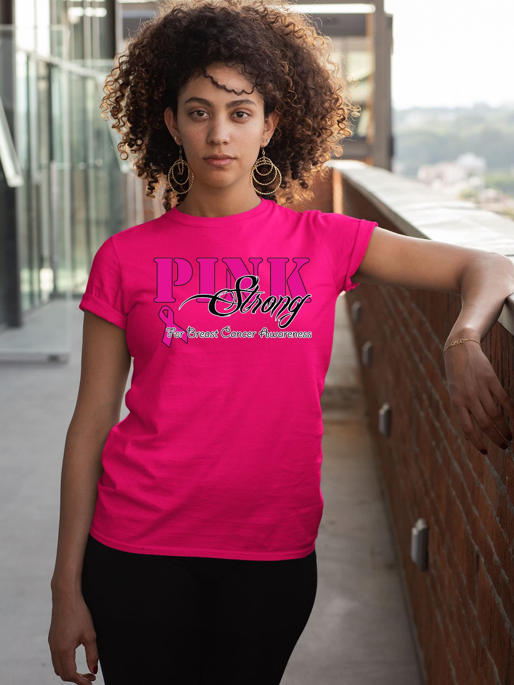 Pink Strong Breast Cancer Awareness T-Shirts for Women - October Support & Fundraising - Comfortable & Inspirational for Walks, Rallies & Survivor Events