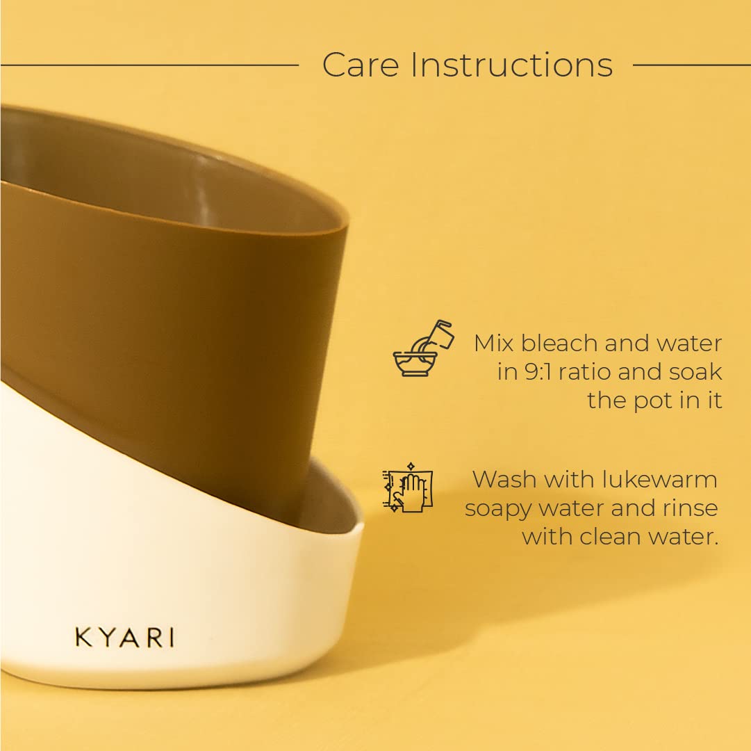 KYARI Set of 3 Self-Watering Plant Pots in Dusky Brown - Indoor Flower Planters for Home, Office Decor - Perfect for Living Room, Kitchen, Bedroom, Tabletop & Gifts | Ideal for Succulents, Herbs & Small Houseplants (Plants Not Included)
