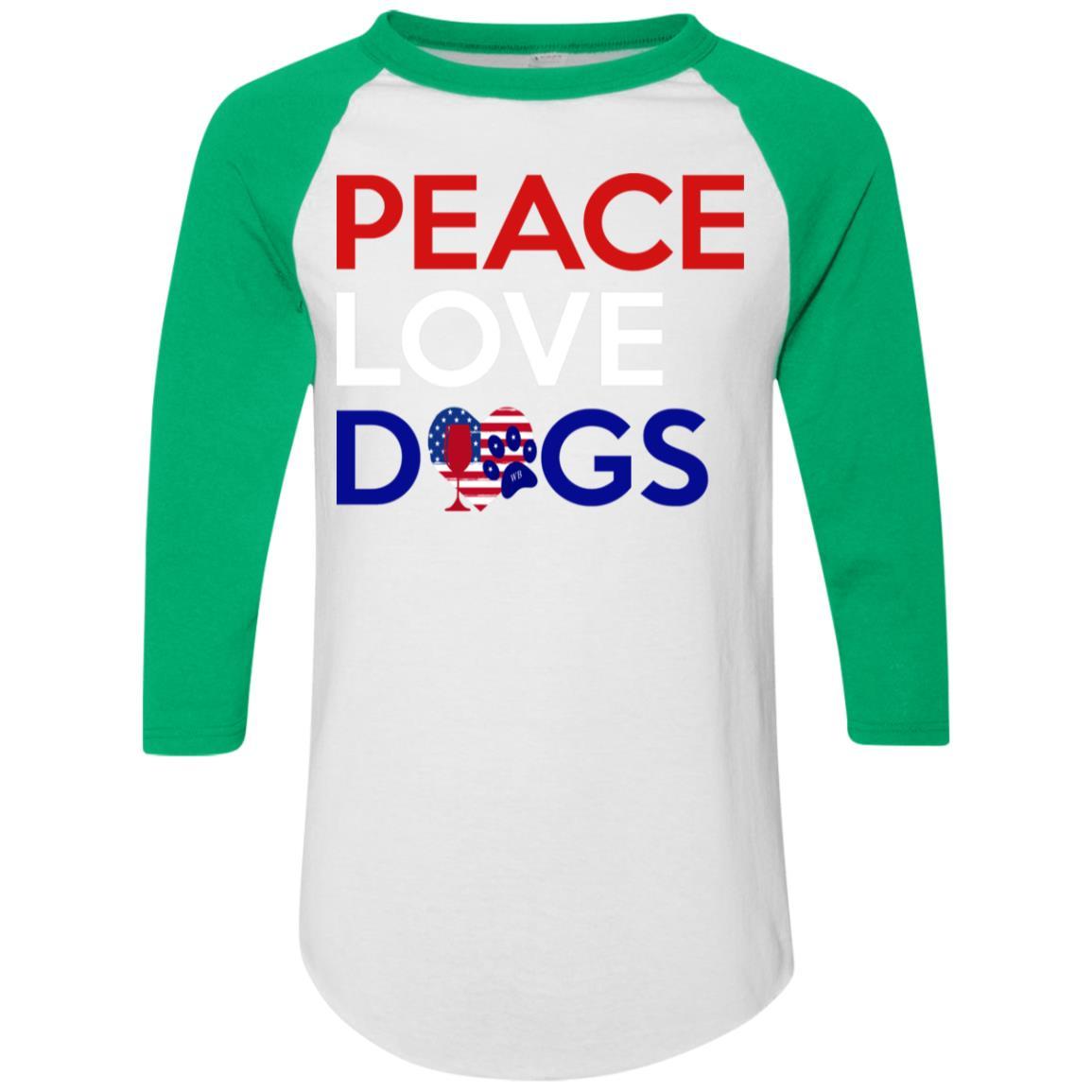 Peace Love Dogs Colorblock Raglan Jersey - Trendy & Comfortable Women's T-Shirt for Dog Lovers | Perfect for Casual Wear, Dog Walks & Pet-Themed Events