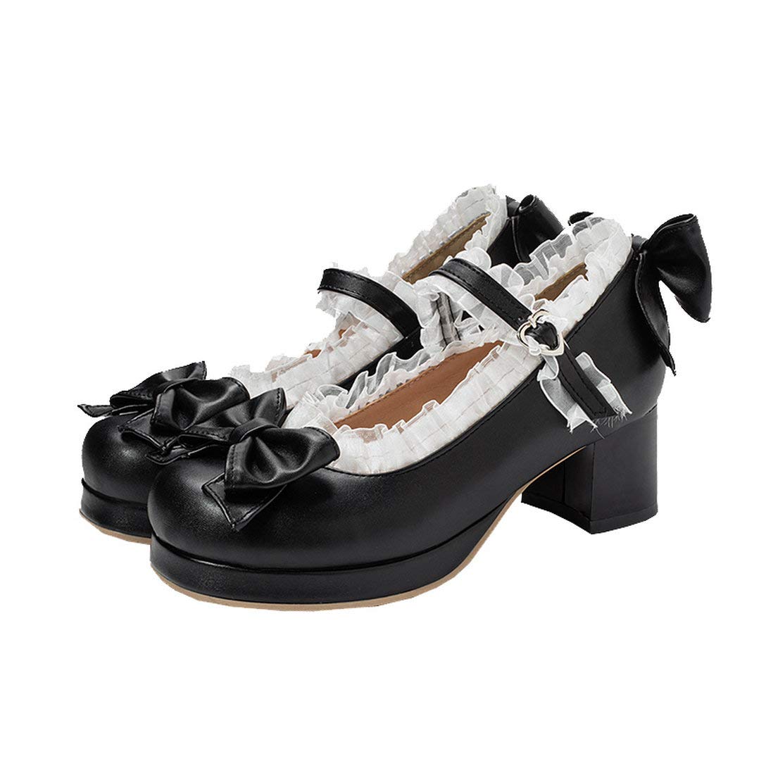 Alsoloveu Women's Lolita Platform Mary Jane Shoes - Chunky Heel Ankle Strap Round Toe Sweet Dress Shoes for Cosplay, Tea Parties & Vintage Fashion