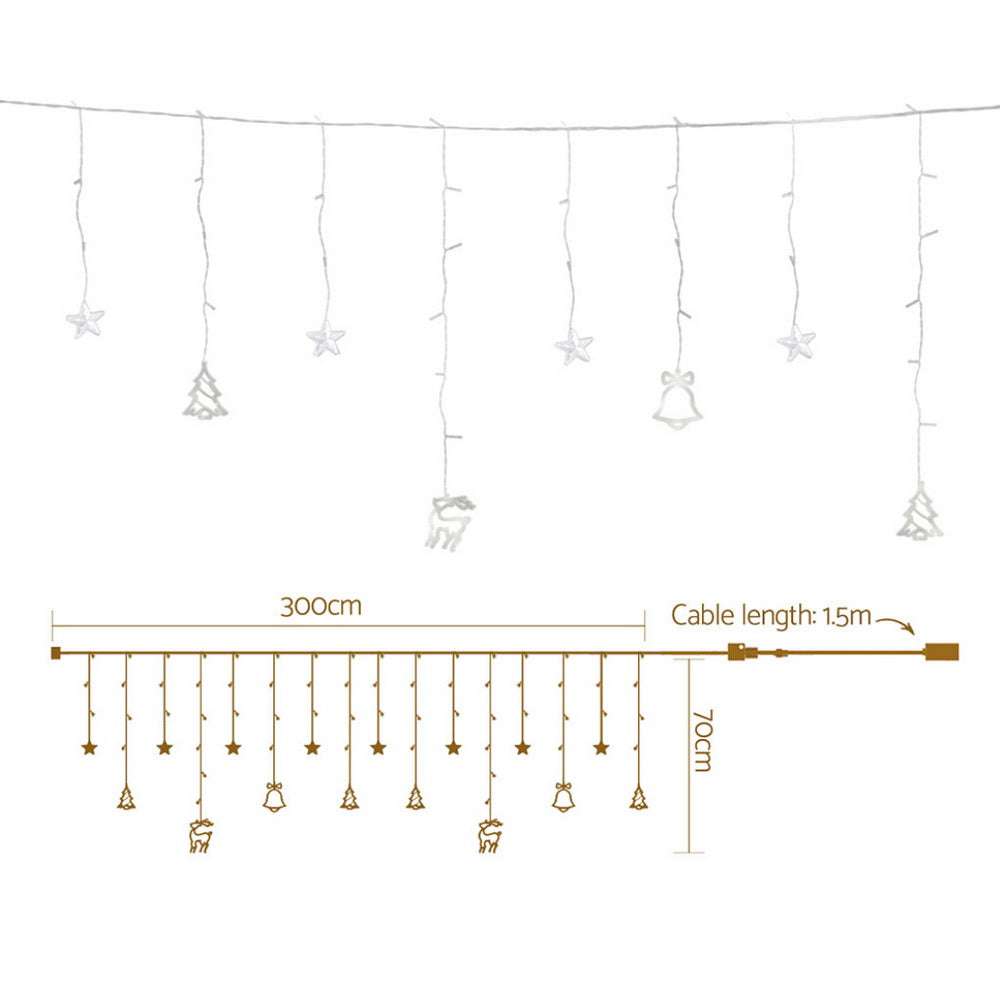 138 LED 3M Christmas Icicle Lights - Warm White Waterproof Outdoor Holiday String Lights for Christmas Tree, Roof, Window & Yard Decorations