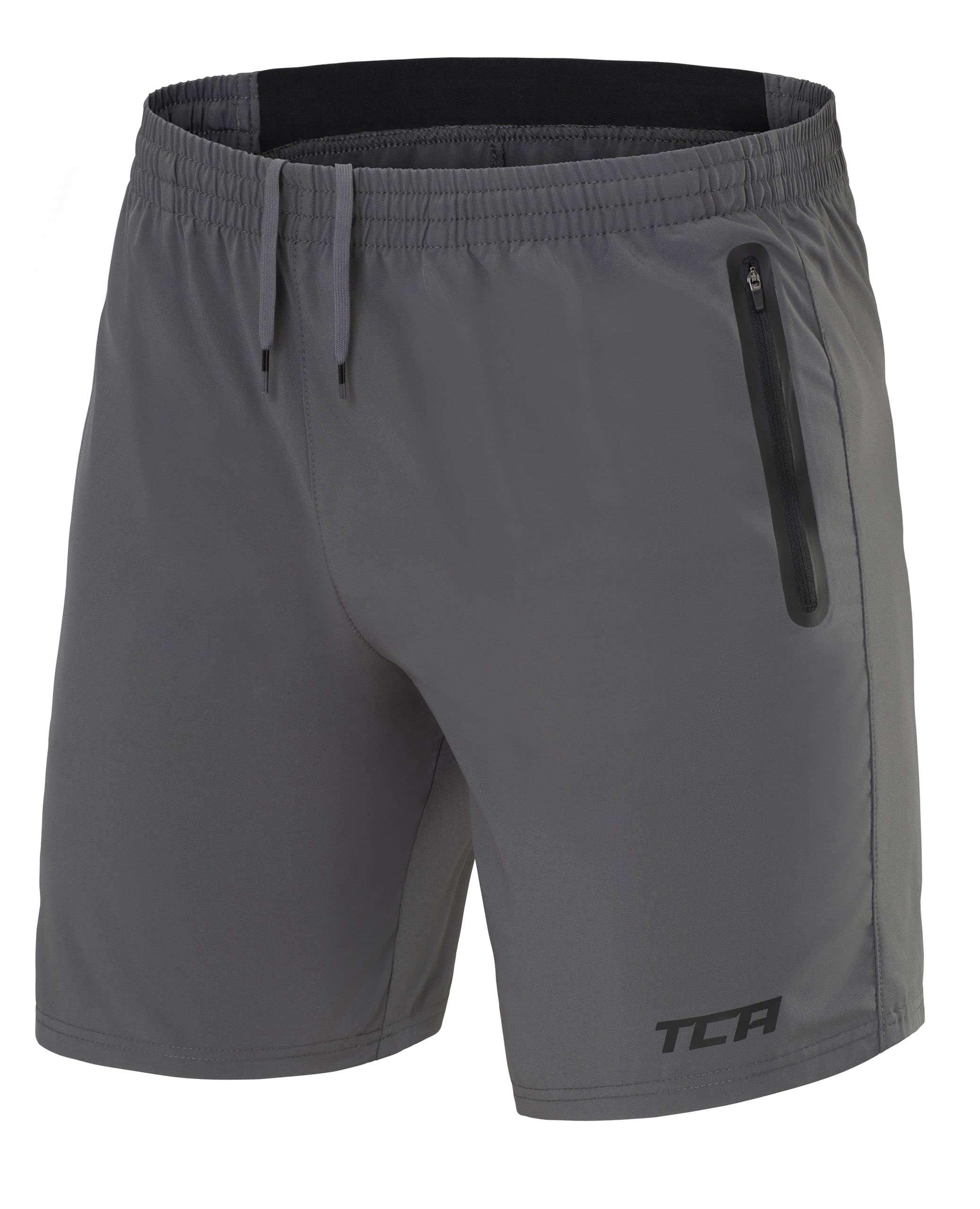 TCA Elite Tech Men's Gym Athletic Workout Running Shorts with Zipper Pockets - Lightweight Breathable Training Shorts for Running, Basketball & Gym Workouts