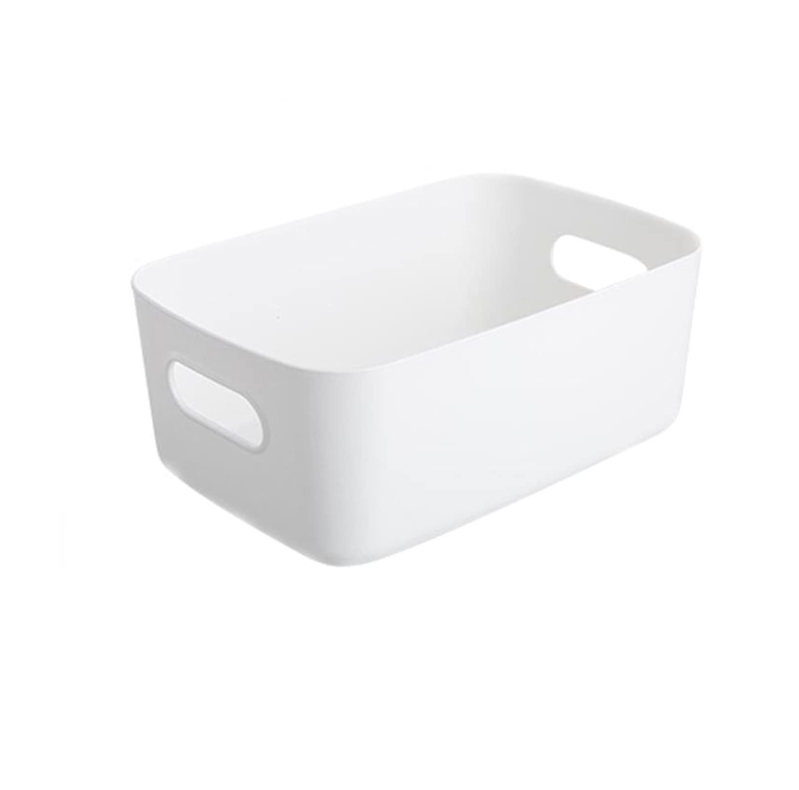 White Plastic Storage Bin with Handles - Durable Kitchen Pantry Organizer, Food Storage Container, Bedroom & Bathroom Organizer, Snack & Toy Basket - Perfect for Home Organization (1-Pack)