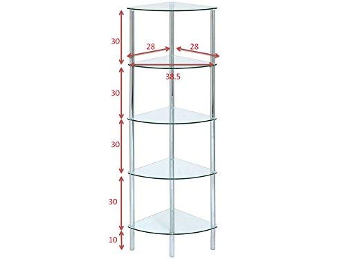 5-Tier Corner Glass Display Shelf - Aspect Polo 5 Clear Glass Unit (Silver/Clear) - Perfect for Retail Stores, Boutiques & Home Decor Organization