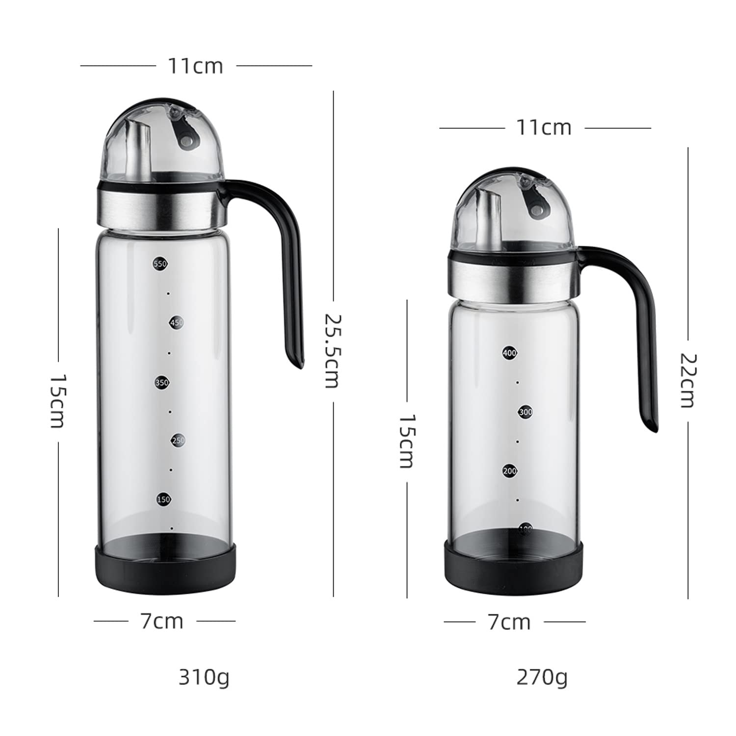 AVLUZ Premium Glass Olive Oil Bottle with Non-Drip Spout - 550ml Condiment Dispenser Cruet with Automatic Cap - Perfect for BBQ, Cooking, Baking & Salad Dressing