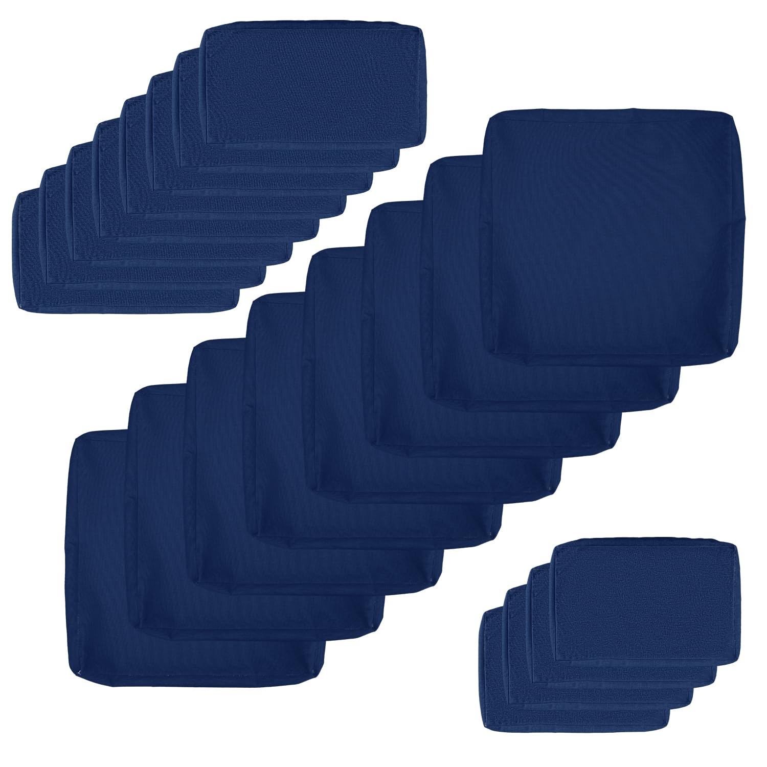 NICESOUL® 20-Piece Navy Blue Patio Cushion Covers Set - Olefin Waterproof Outdoor Sofa Seat Covers (27x27 Inches) - Durable Replacement Slipcovers for Patio Furniture - Perfect for Backyard, Deck, Poolside & Garden Decor