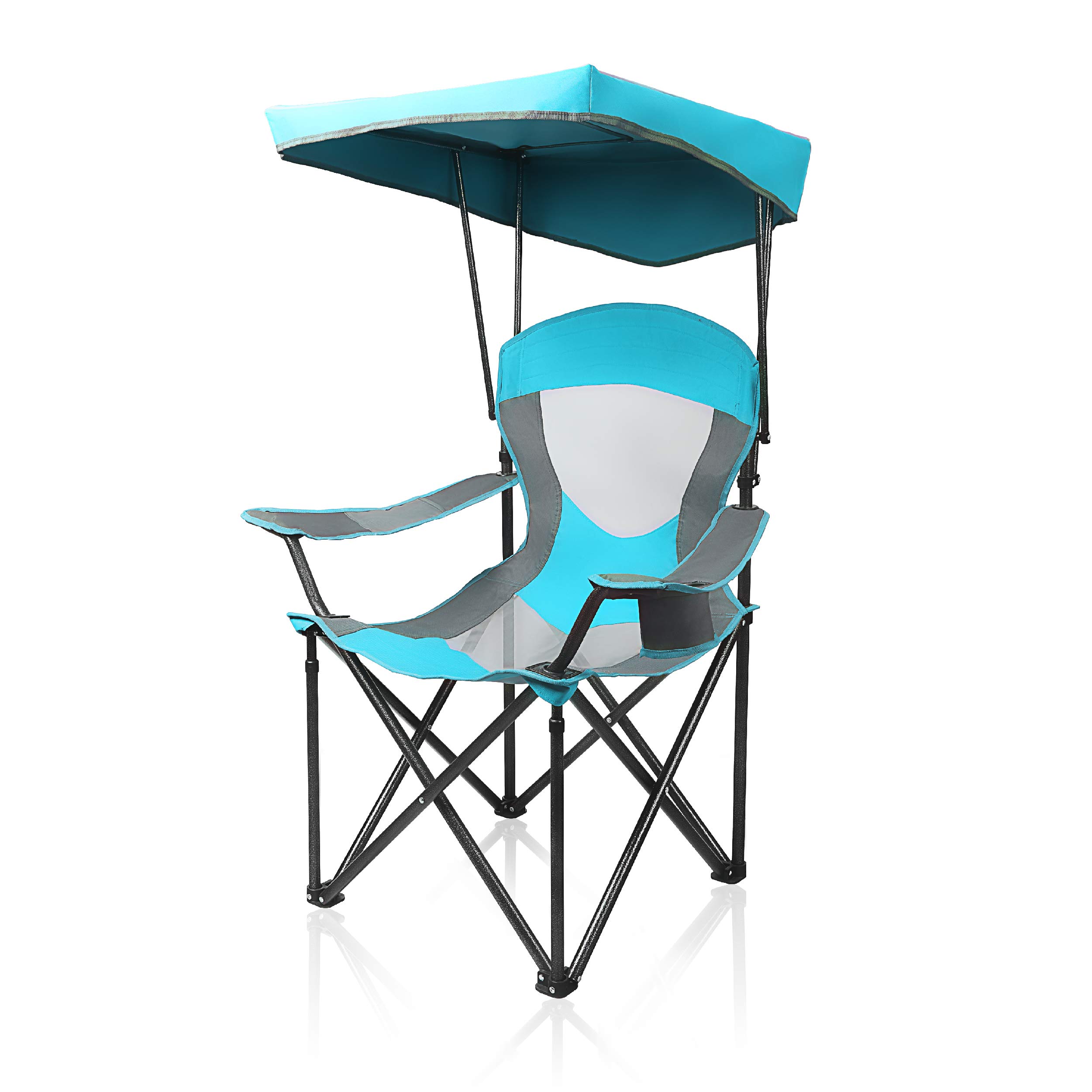 Heavy Duty Mesh Canopy Camping Chair - 350 LBS Capacity, Adjustable Recliner & Folding Design, Light Blue | Perfect for Outdoor Camping, Beach, Backyard Relaxation & Picnics