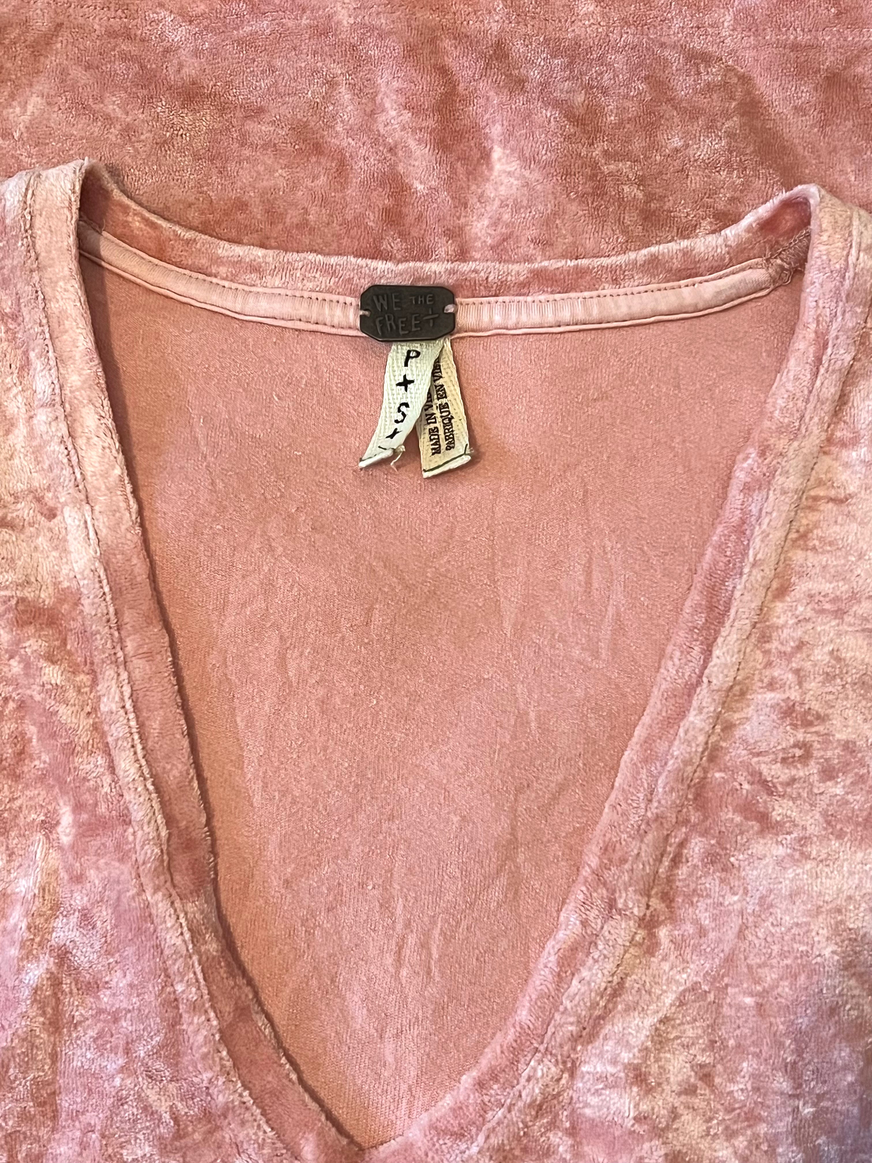Free People Small Passion Flower Crushed Velvet Tunic Top - Boho Chic Women's Blouse for Casual Wear, Date Night & Festivals