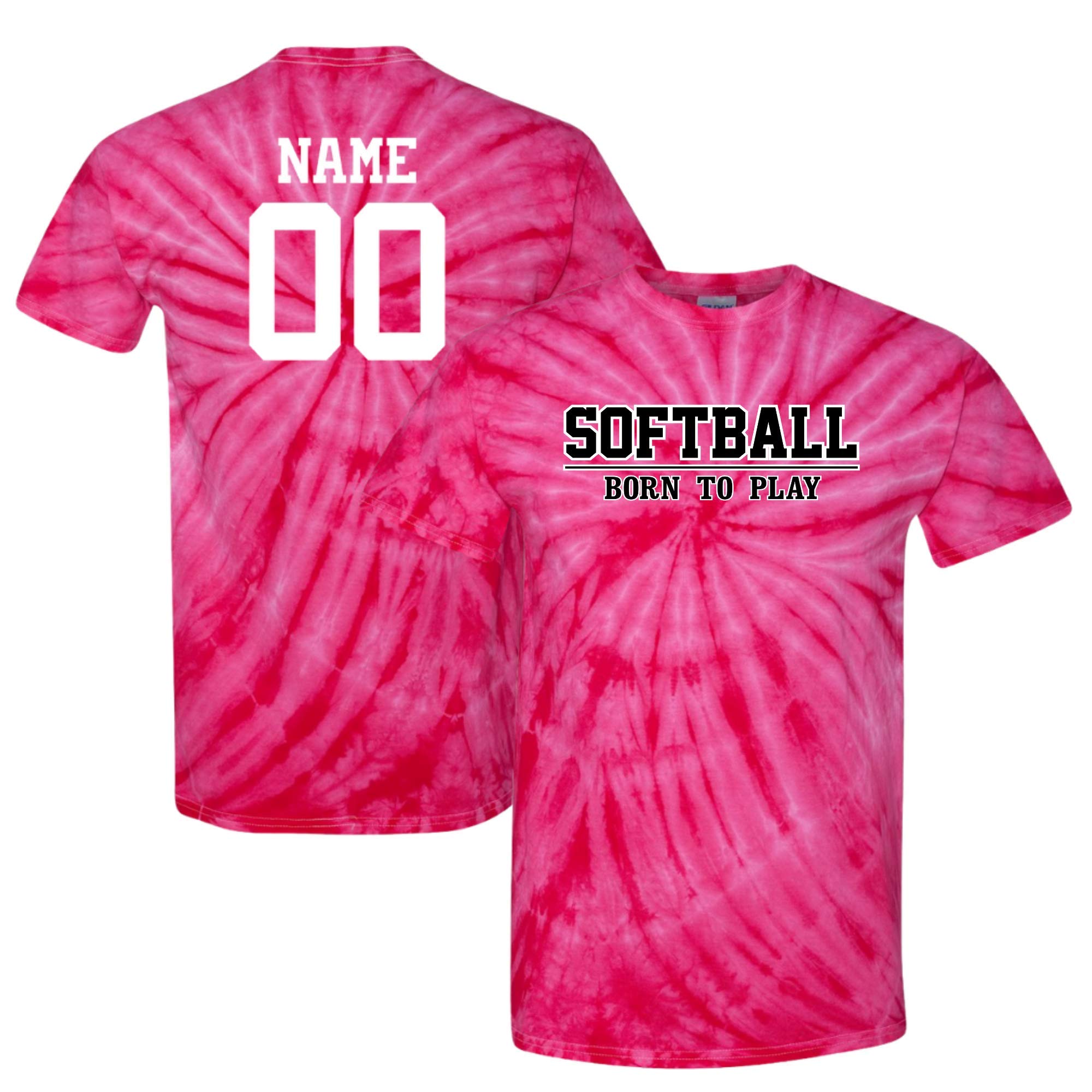 Custom Tie Dye Softball T-Shirt for Girls - 