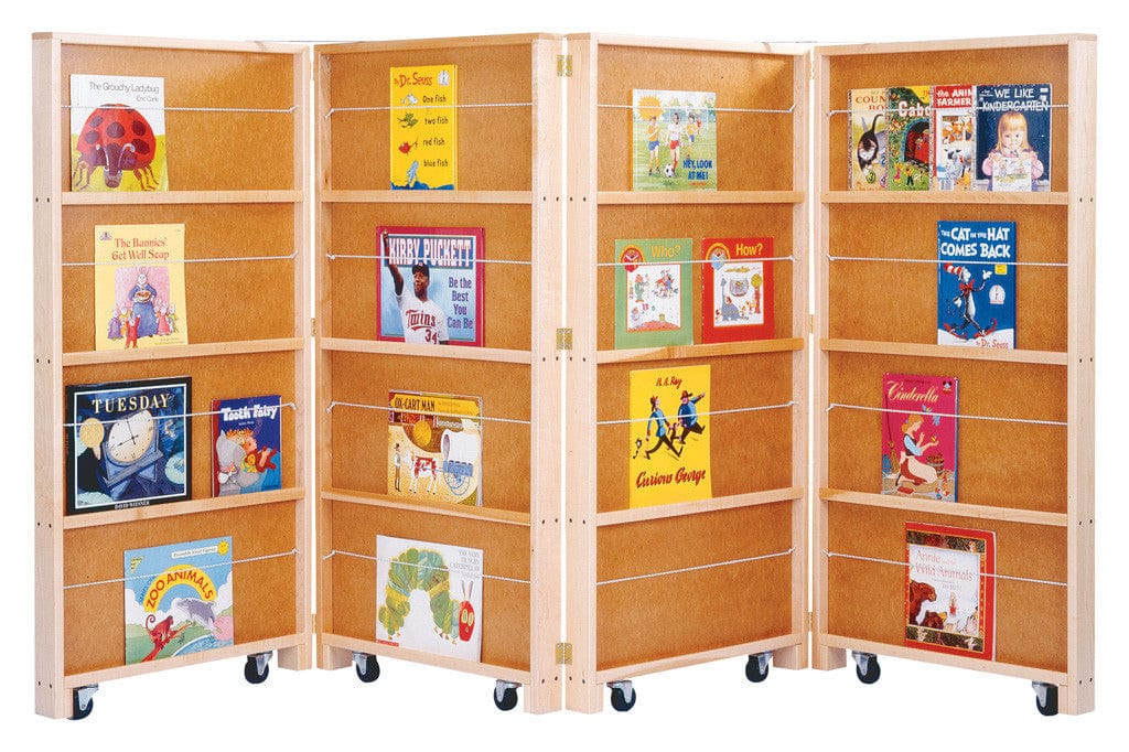 4-Section Mobile Library Bookcase - Portable Bookshelf for Home, Office & Classroom - Easy Rolling Storage Organizer for Books, Toys & Supplies