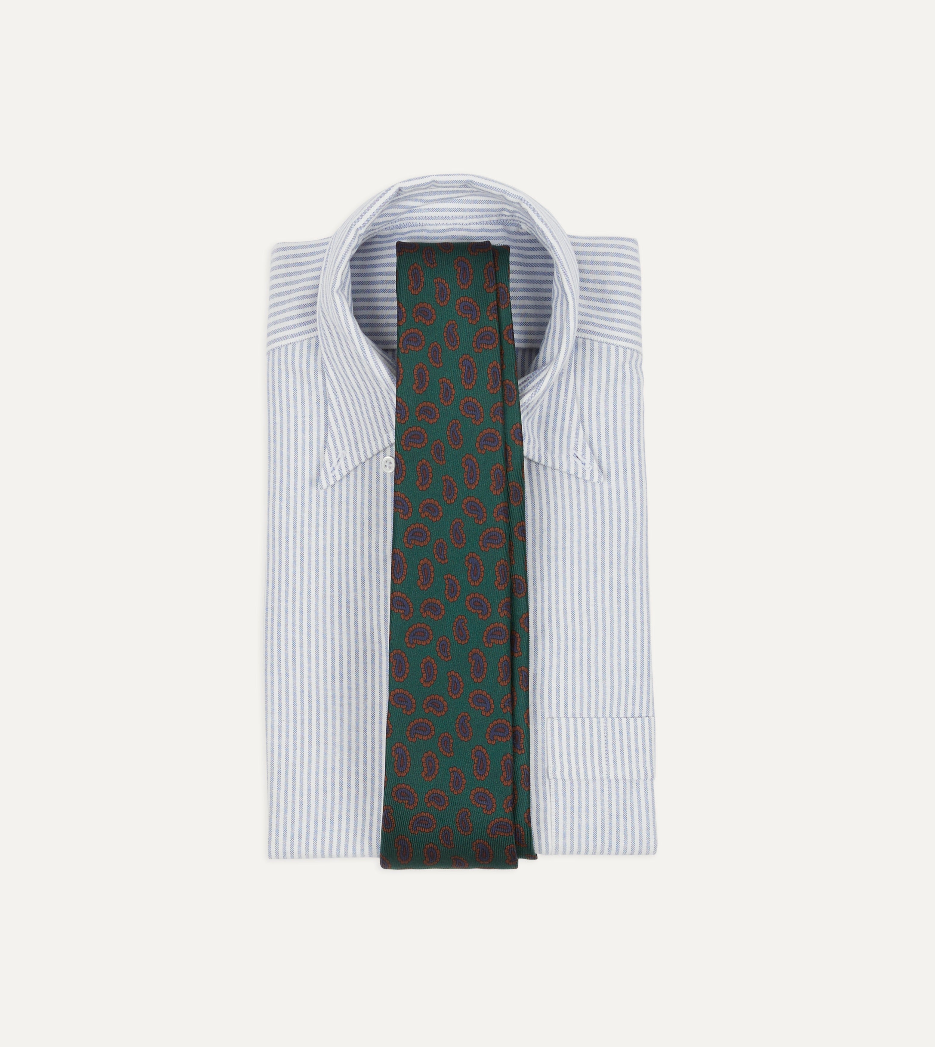 Elegant Green Paisley Leaf Print Silk Necktie - Hand Rolled Luxury Tie for Weddings, Business & Formal Occasions