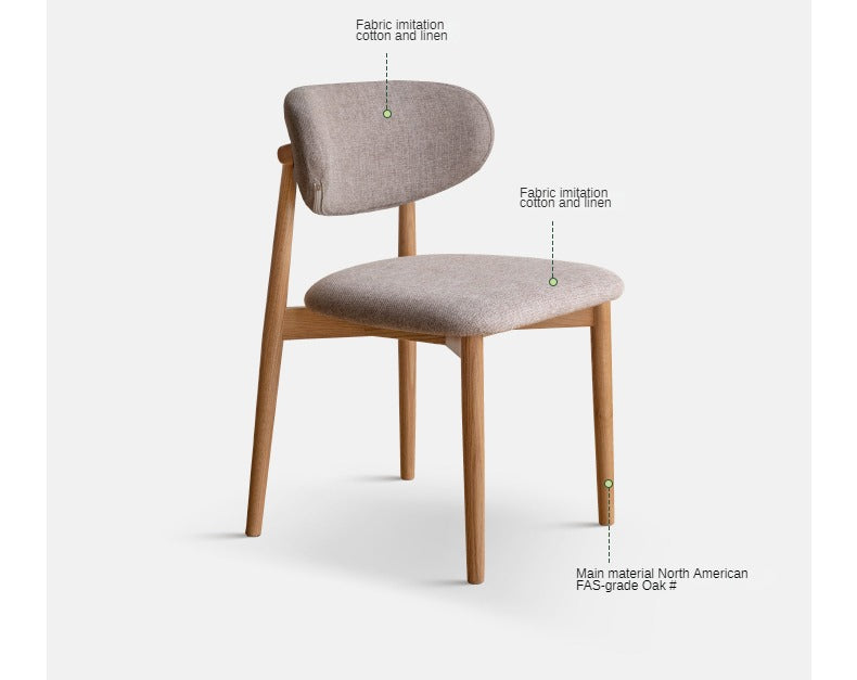 Solid Oak & Ash Wood Dining Chair with Lamb Velvet Cloud Cotton Upholstery - Comfortable Modern Farmhouse Style Seating for Kitchen, Dining Room & Breakfast Nook