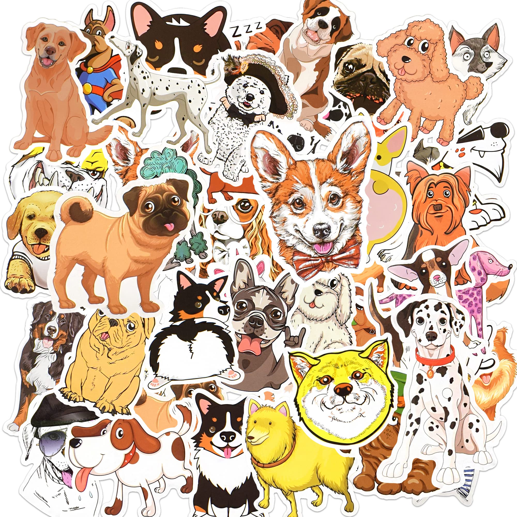 50Pcs Cute Dog & Puppy Stickers - Waterproof Vinyl Pet Decals for Kids, Girls & Teens - Perfect for Scrapbooks, Laptops, Phones, Skateboards & Luggage - Fun DIY Decor for School, Home & Travel Accessories