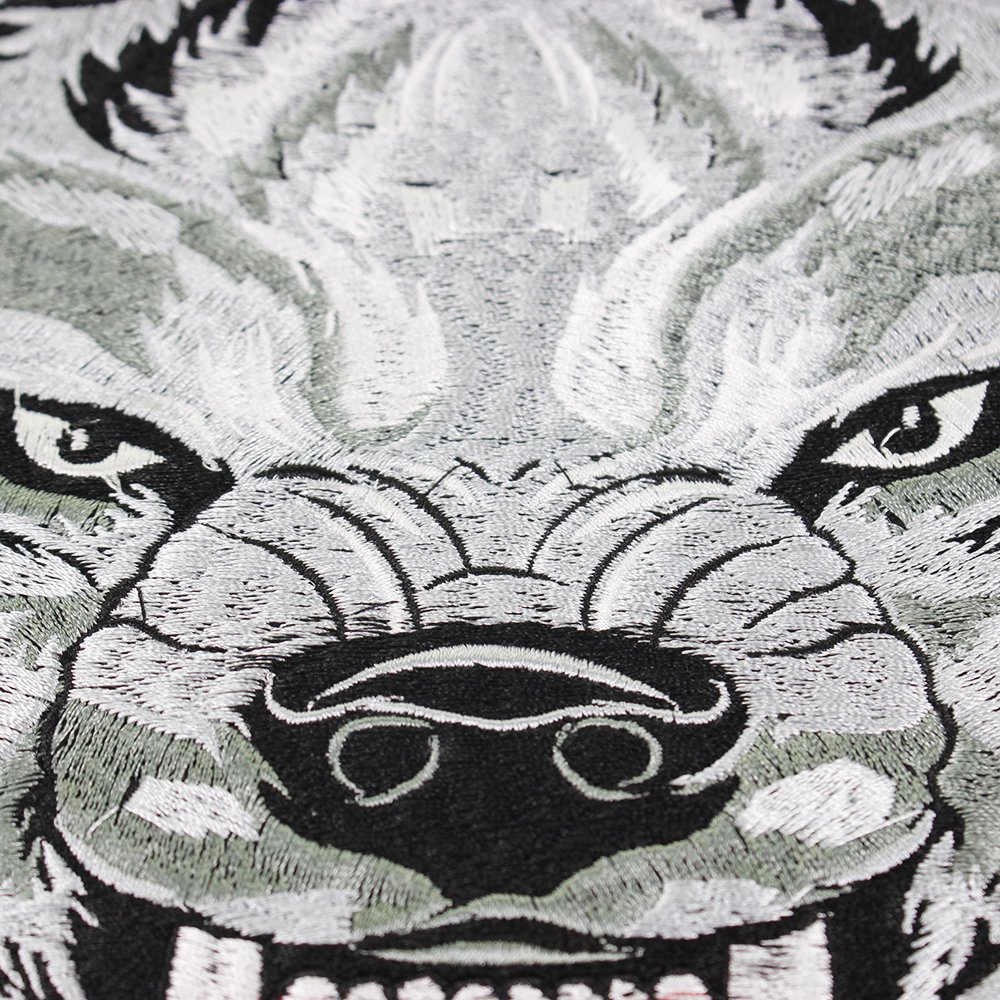 Large Wolf Head Embroidery Iron On Patches for Jackets, DIY Scrapbooking, Denim Vest & Backpack Customization - Perfect for Bikers, Punk Fashion & Gothic Clothing