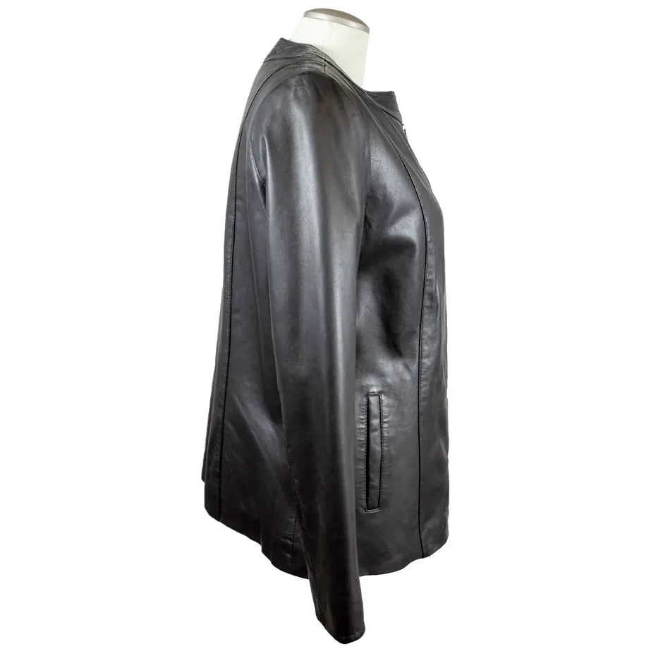 BOL Women's Plus Size Snap Collar Leather Jacket - Stylish Faux Leather Biker Jacket for Curvy Women | Perfect for Casual Outings, Date Nights & Fall Layering